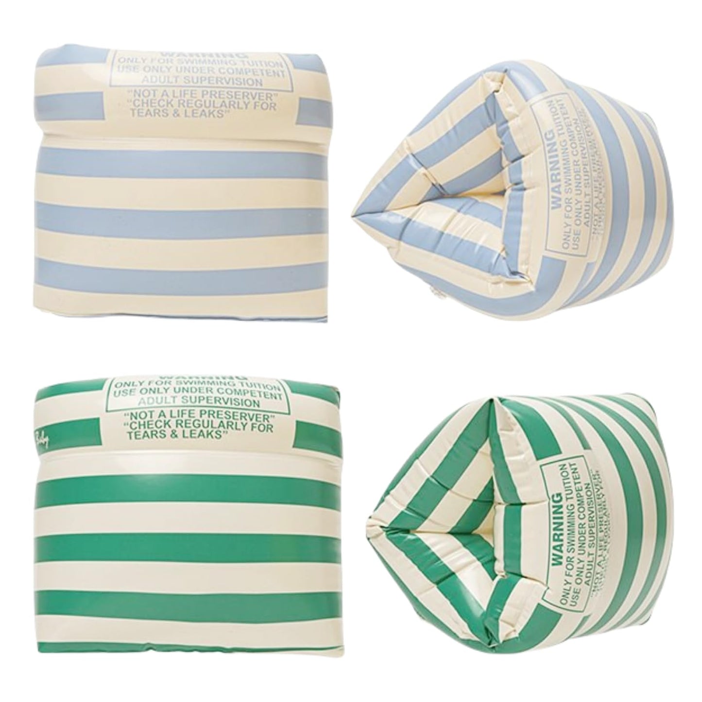 YUNLOVXEE Arm Floaties 2-4 Pack – Vintage Striped Pool Rings (Blue/Green)