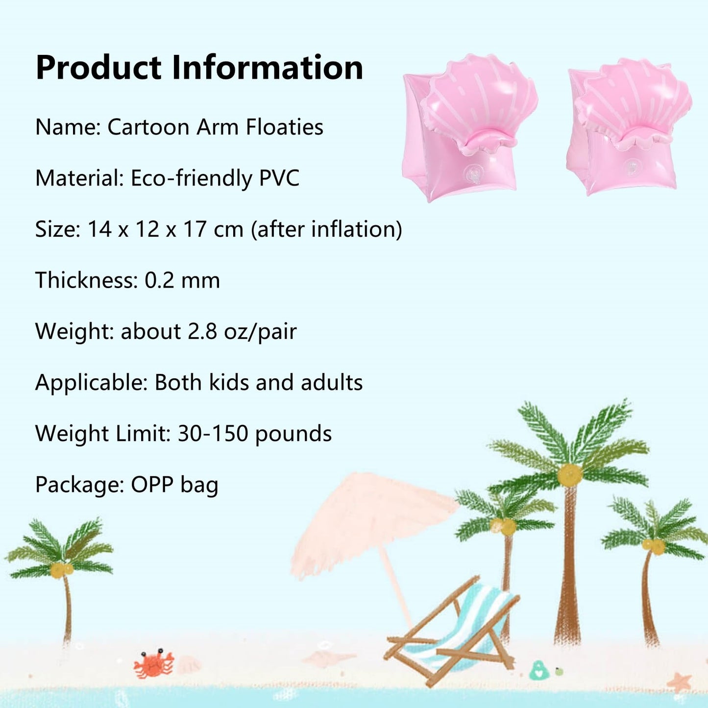 YUNLOVXEE 2-Pack Kids Arm Floaties – Cute Watermelon Cartoon Pool Floater Sleeves