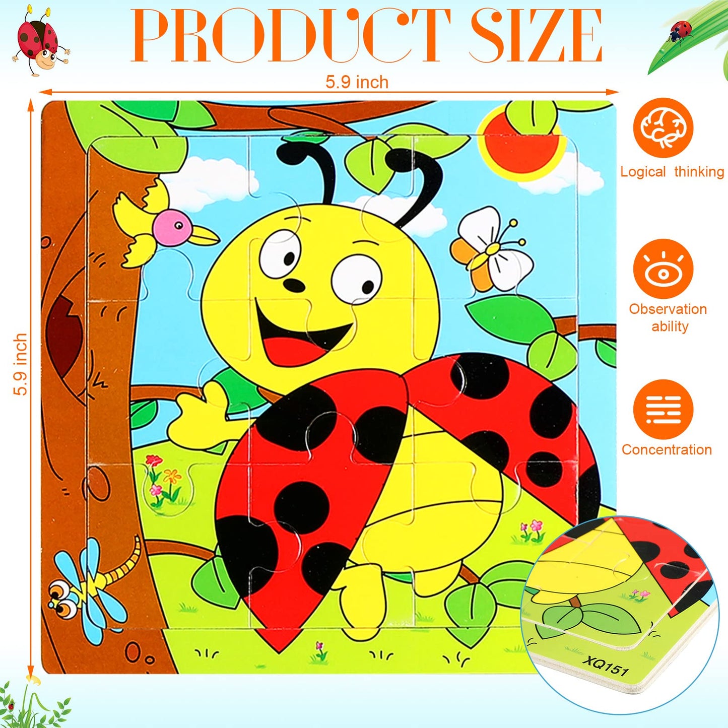 Yunsailing 40 Pack Wooden Puzzles for Kids Ages 2-8 – Animal Themed 9-Piece Jigsaws