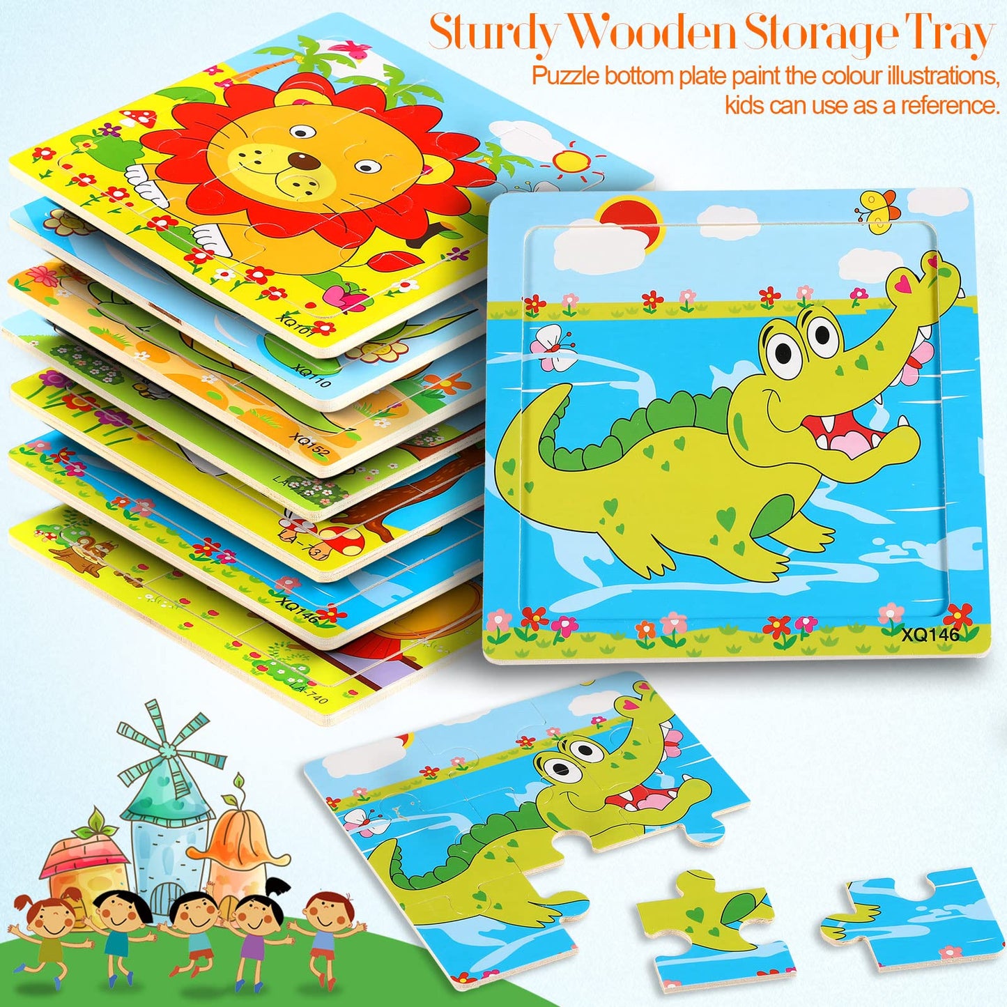 Yunsailing 40 Pack Wooden Puzzles for Kids Ages 2-8 – Animal Themed 9-Piece Jigsaws