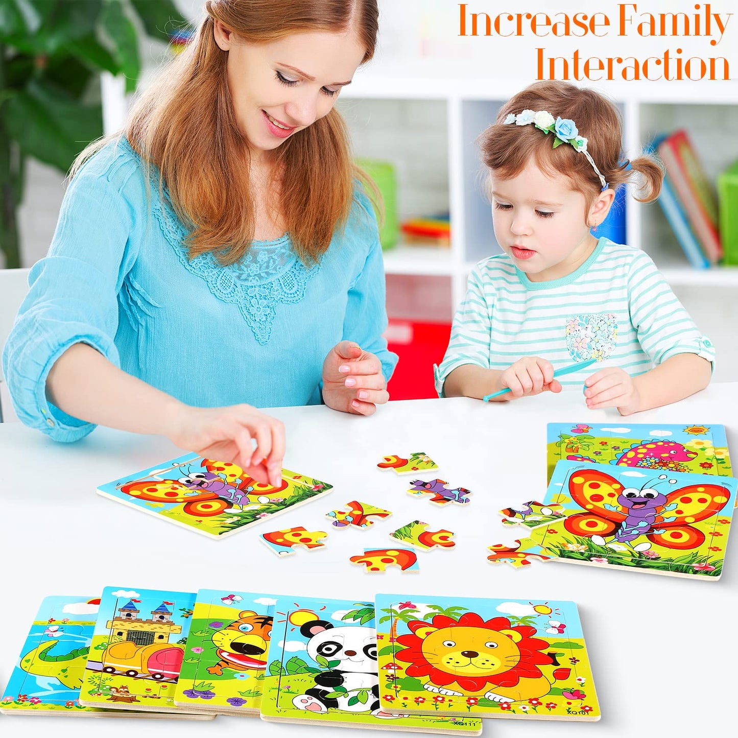 Yunsailing 40 Pack Wooden Puzzles for Kids Ages 2-8 – Animal Themed 9-Piece Jigsaws