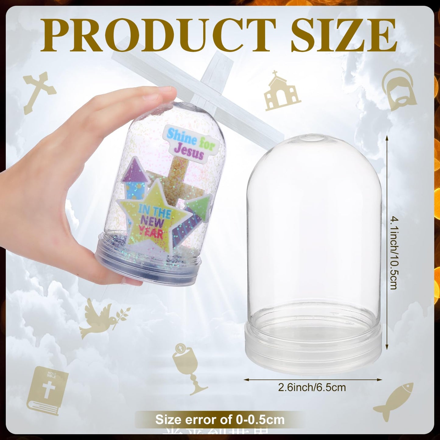 Yuntau 12-Set Religious New Year Snow Globe Craft Kit for Kids | DIY Sunday School Decor