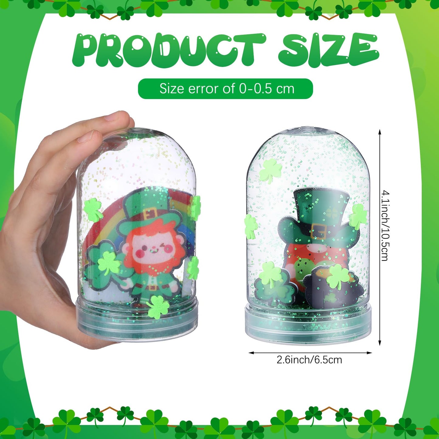 Yuntau 12 Sets St. Patrick's Day Globe Craft Kit for Kids | Leprechaun Shamrock Snow Globes
