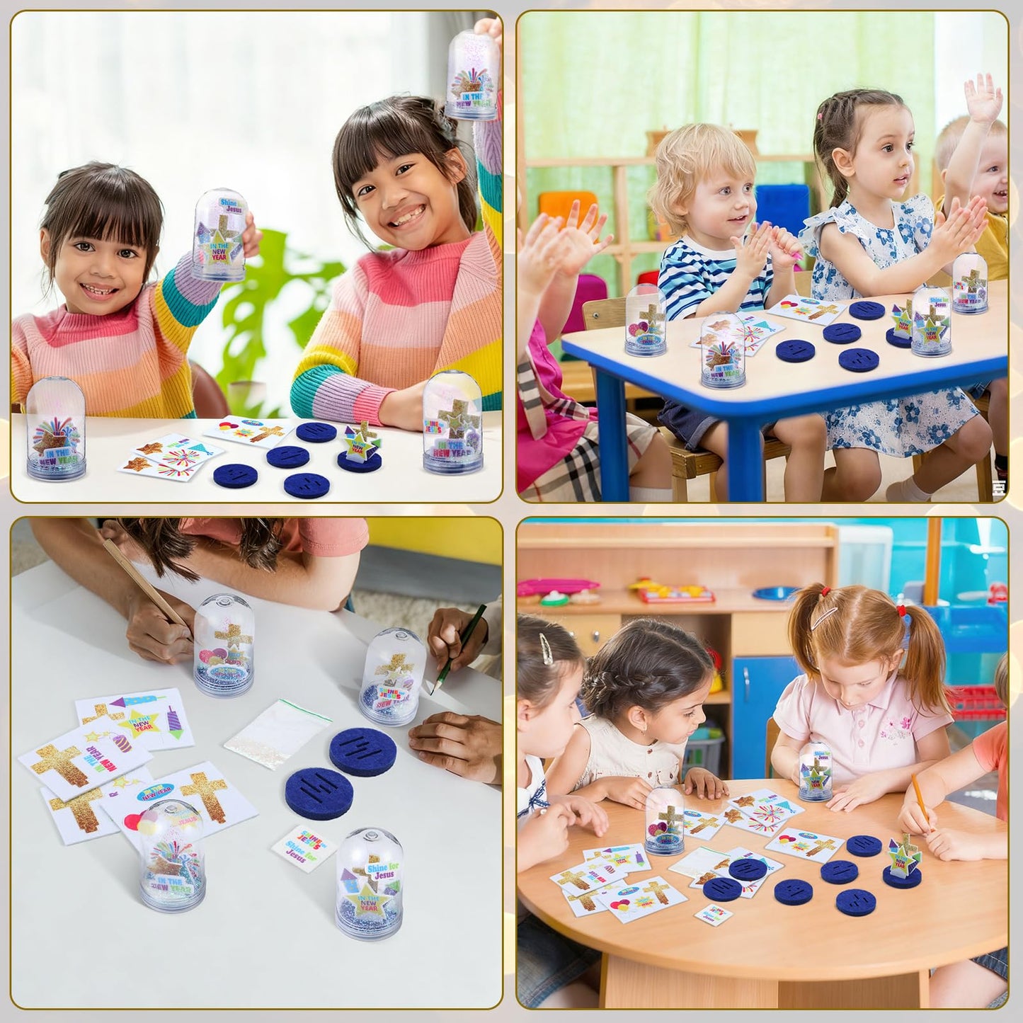 Yuntau 12-Set Religious New Year Snow Globe Craft Kit for Kids | DIY Sunday School Decor