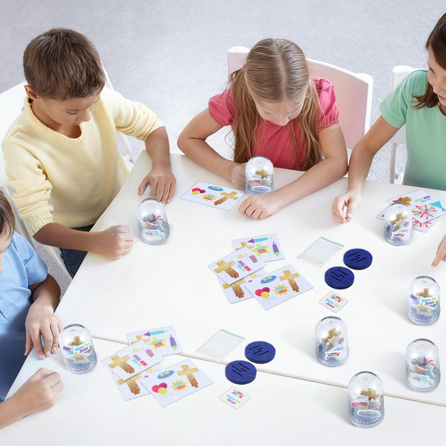 Yuntau 12-Set Religious New Year Snow Globe Craft Kit for Kids | DIY Sunday School Decor