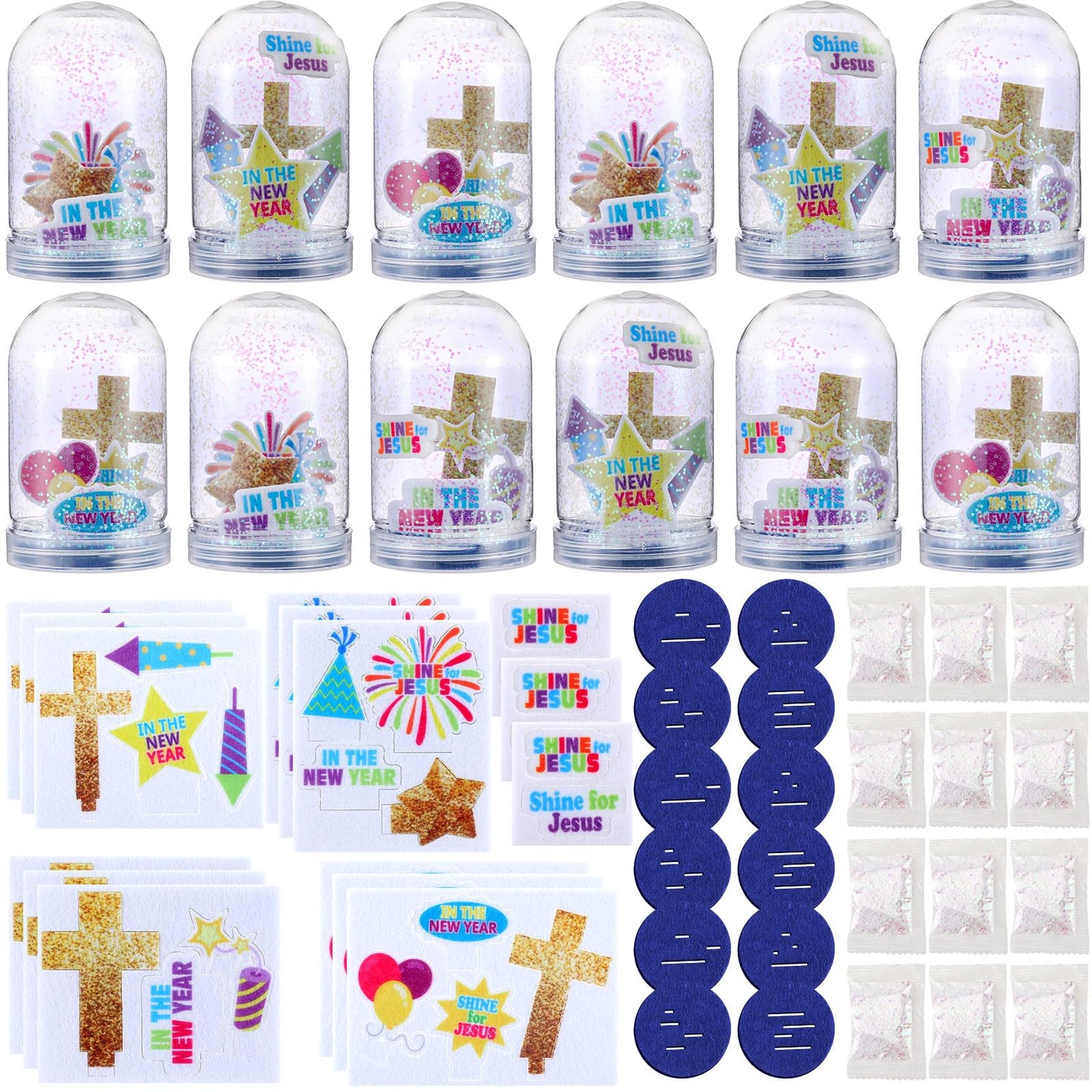 Yuntau 12-Set Religious New Year Snow Globe Craft Kit for Kids | DIY Sunday School Decor