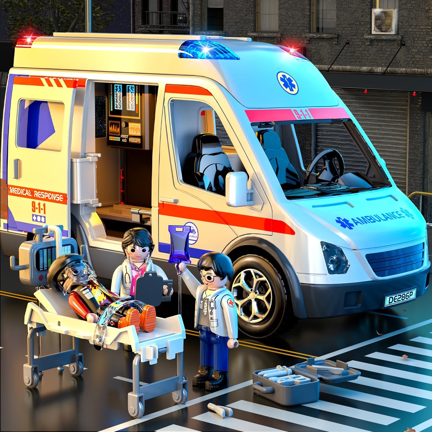 YunWings Ambulance Toy – Friction-Powered Emergency Vehicle with Lights & Sounds (Ages 3-12)