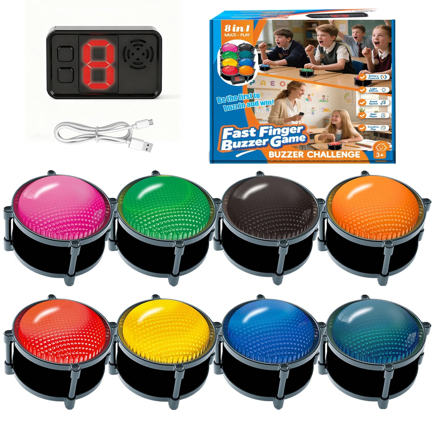 Yunzuiyue 8-Buzzer Set for Trivia Games – 50m Range, 4 Modes