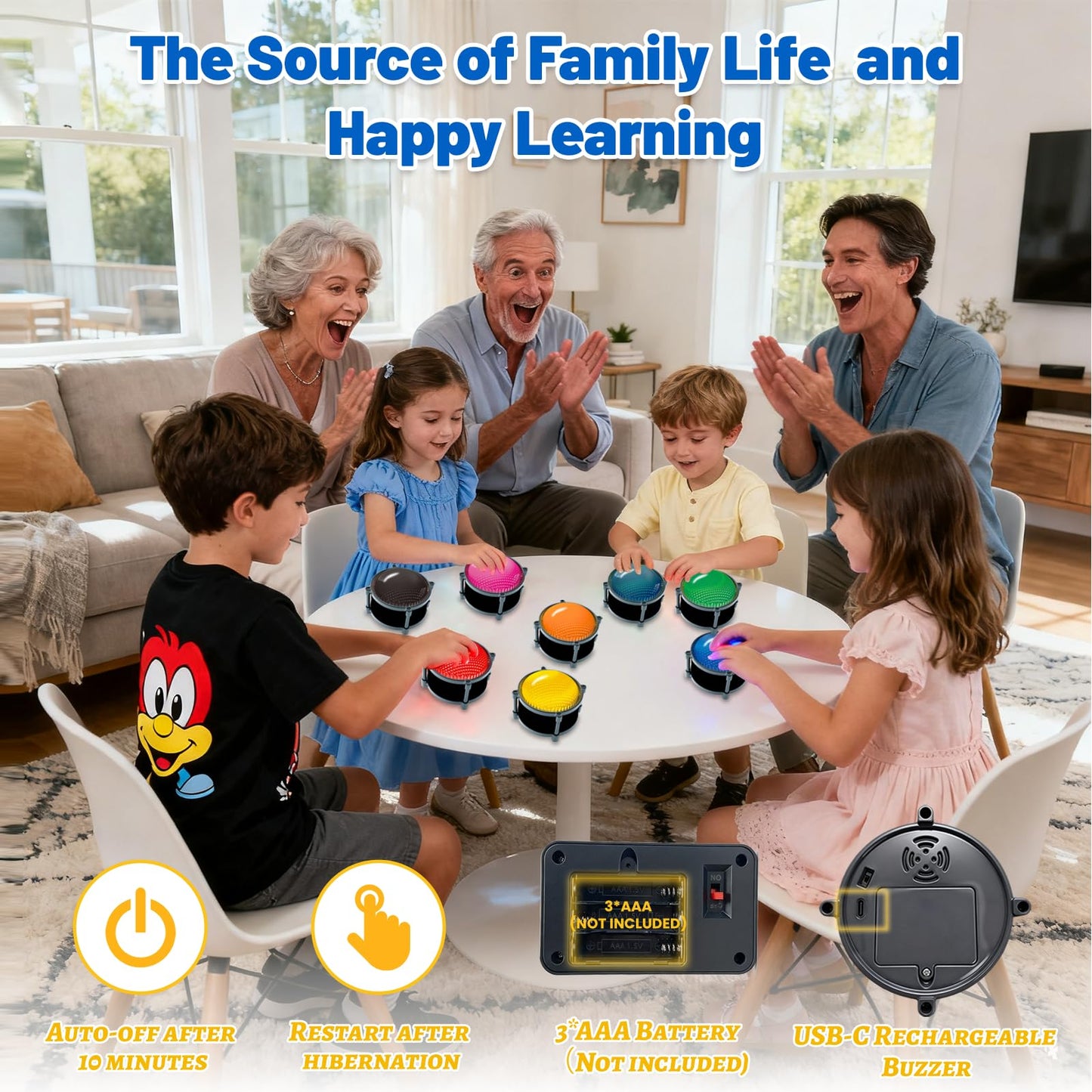 Yunzuiyue 8-Buzzer Set for Trivia Games – 50m Range, 4 Modes