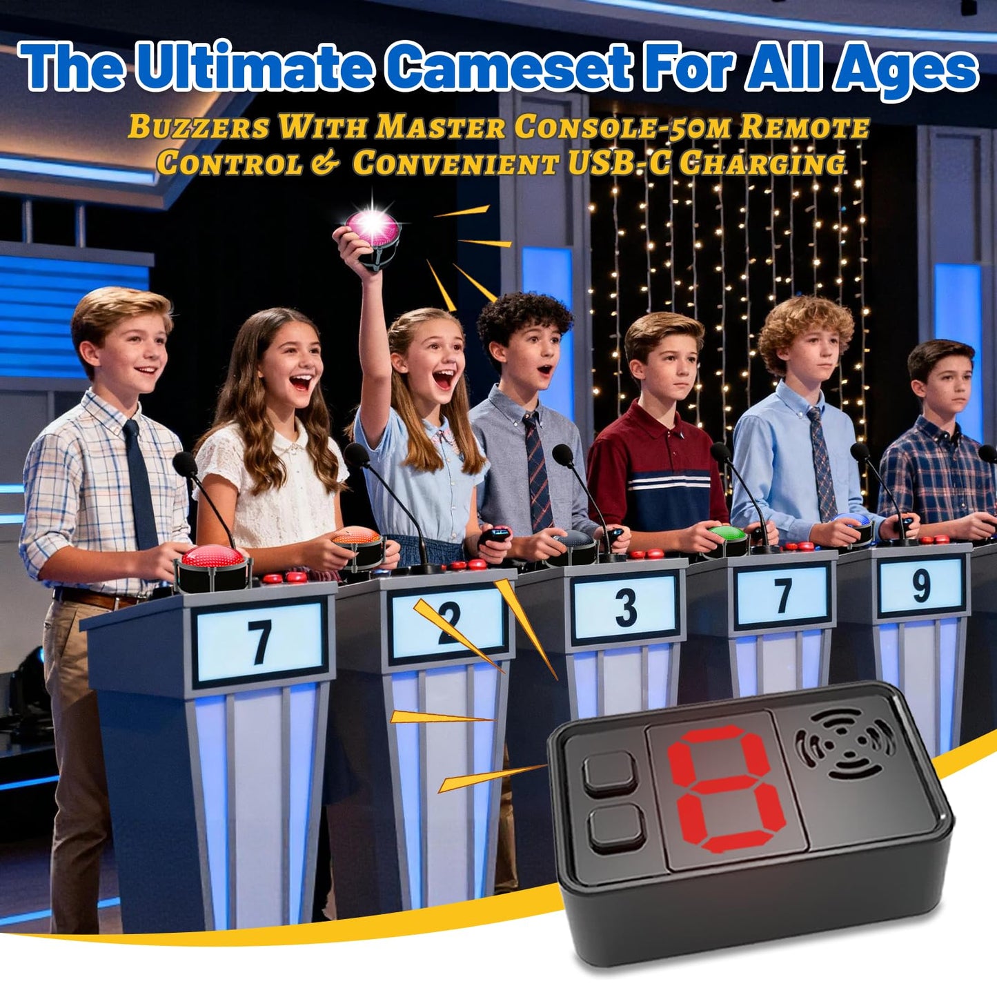 Yunzuiyue 8-Buzzer Set for Trivia Games – 50m Range, 4 Modes
