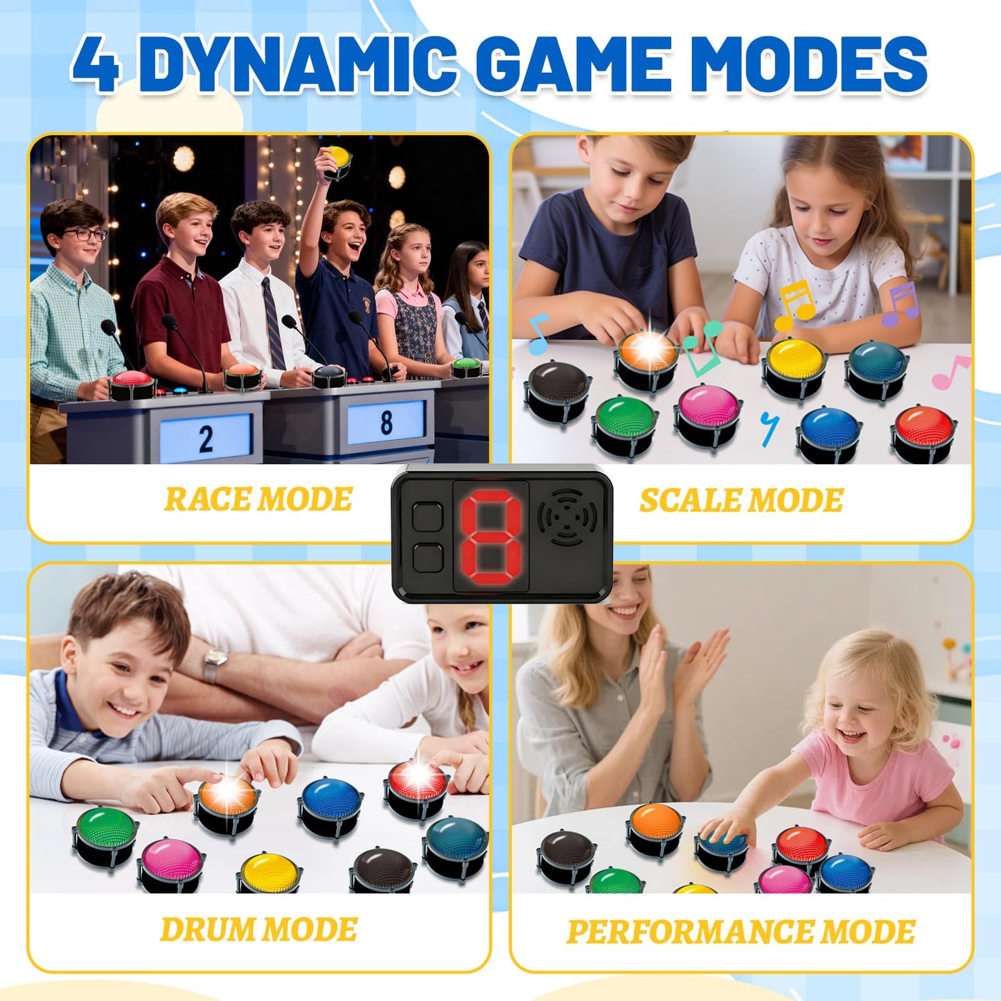 Yunzuiyue 8-Buzzer Set for Trivia Games – 50m Range, 4 Modes