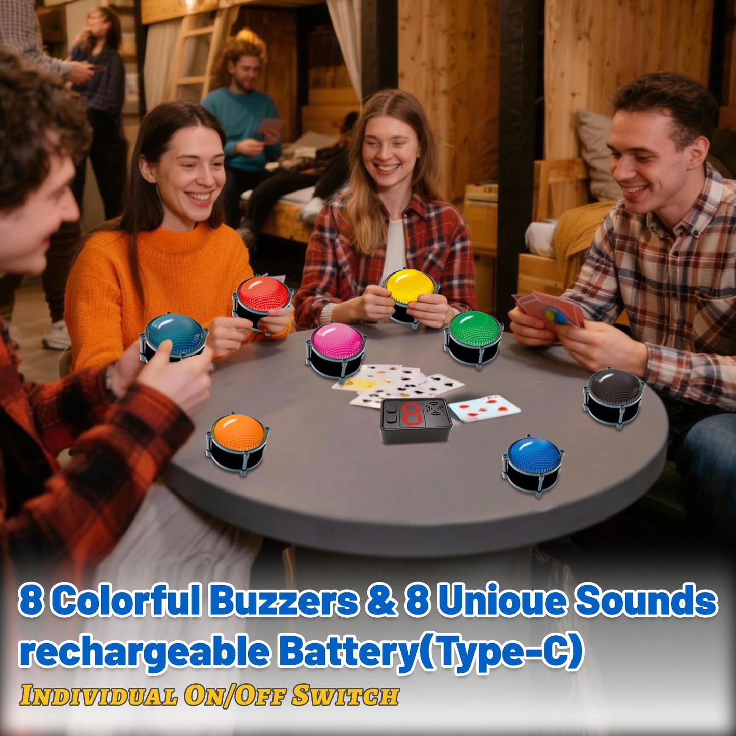 Yunzuiyue 8-Buzzer Set for Trivia Games – 50m Range, 4 Modes