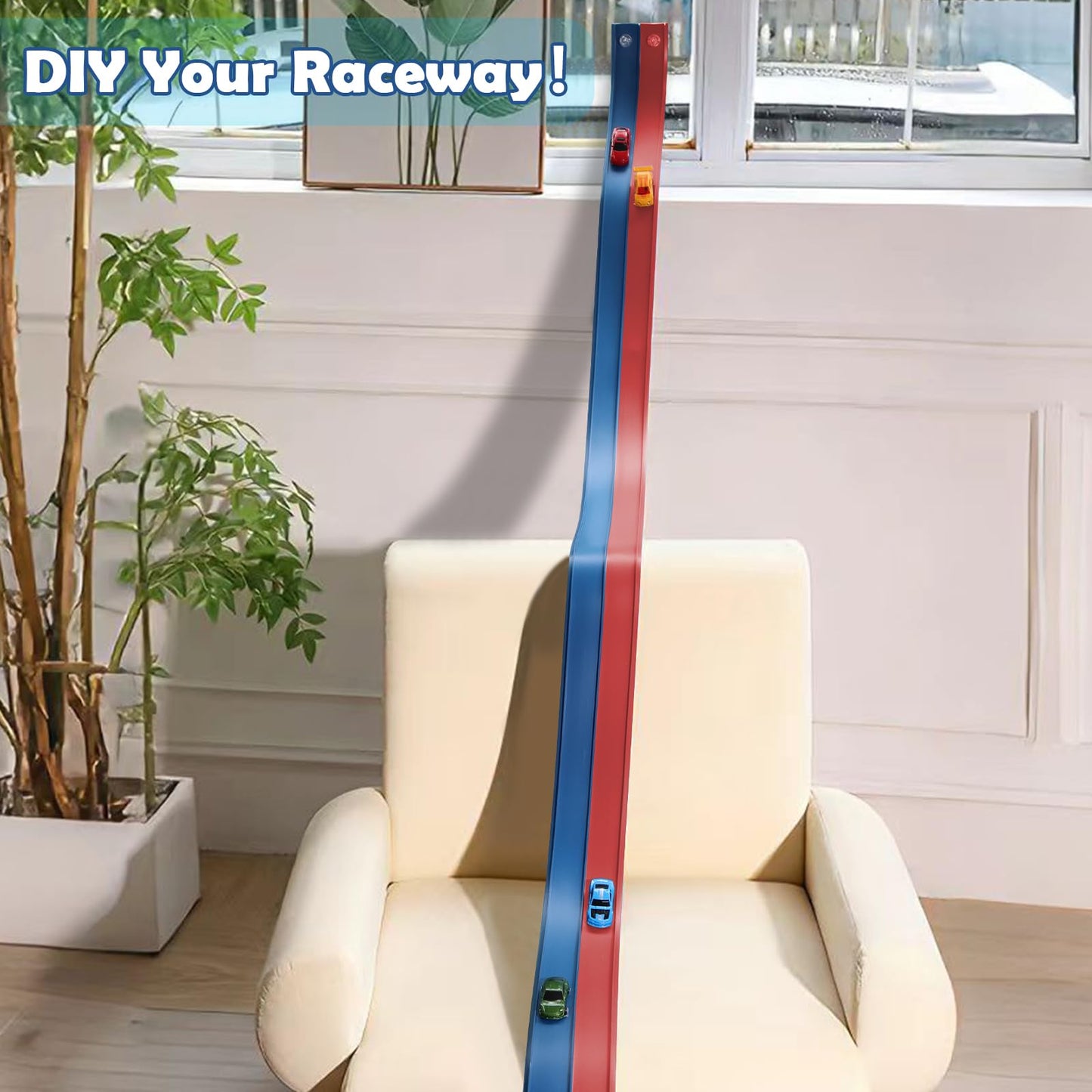 YUOIOYU Flex Tracks 15 Ft Starter Set — Flexible Race Track for 1/64 Cars