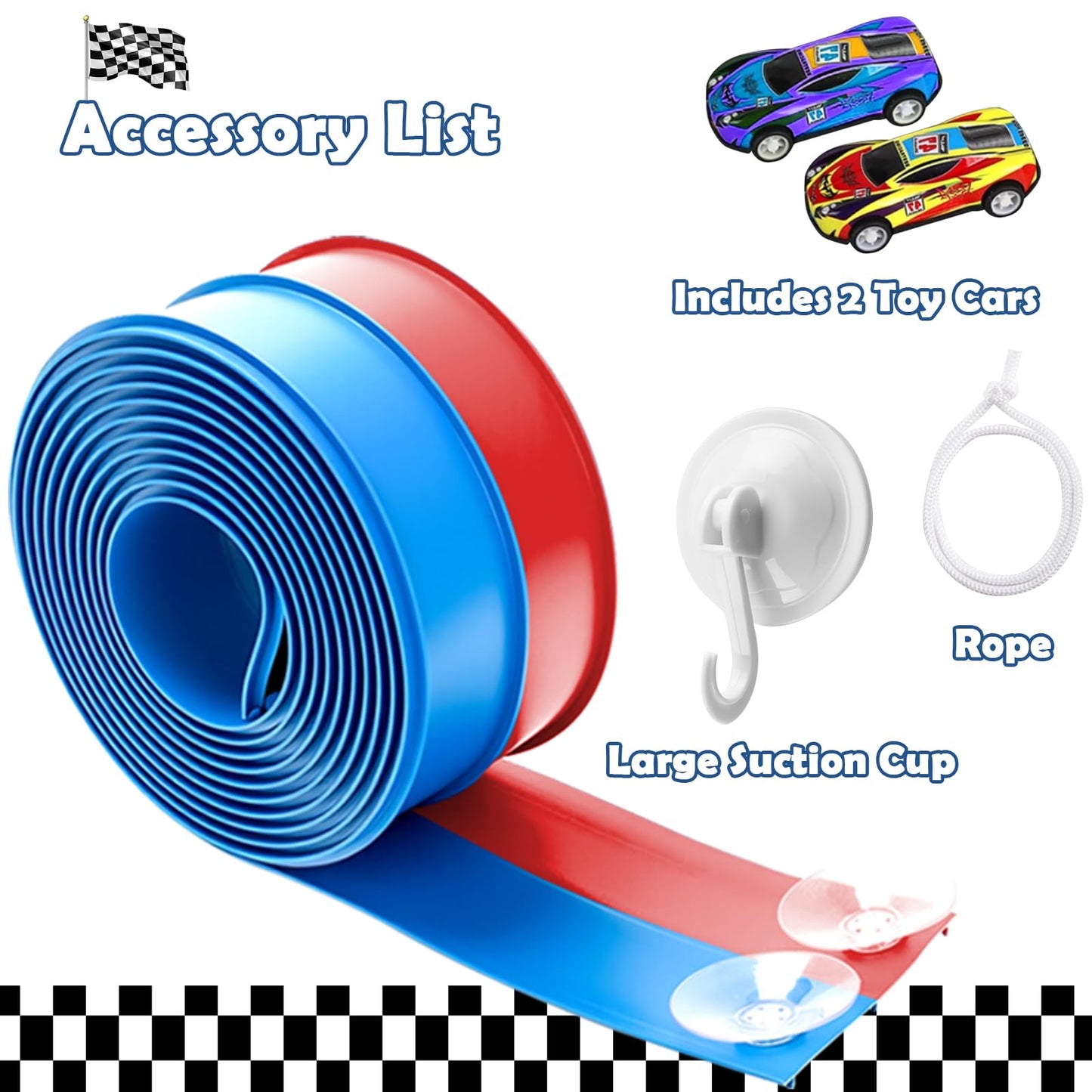 YUOIOYU Flex Tracks 15 Ft Starter Set — Flexible Race Track for 1/64 Cars