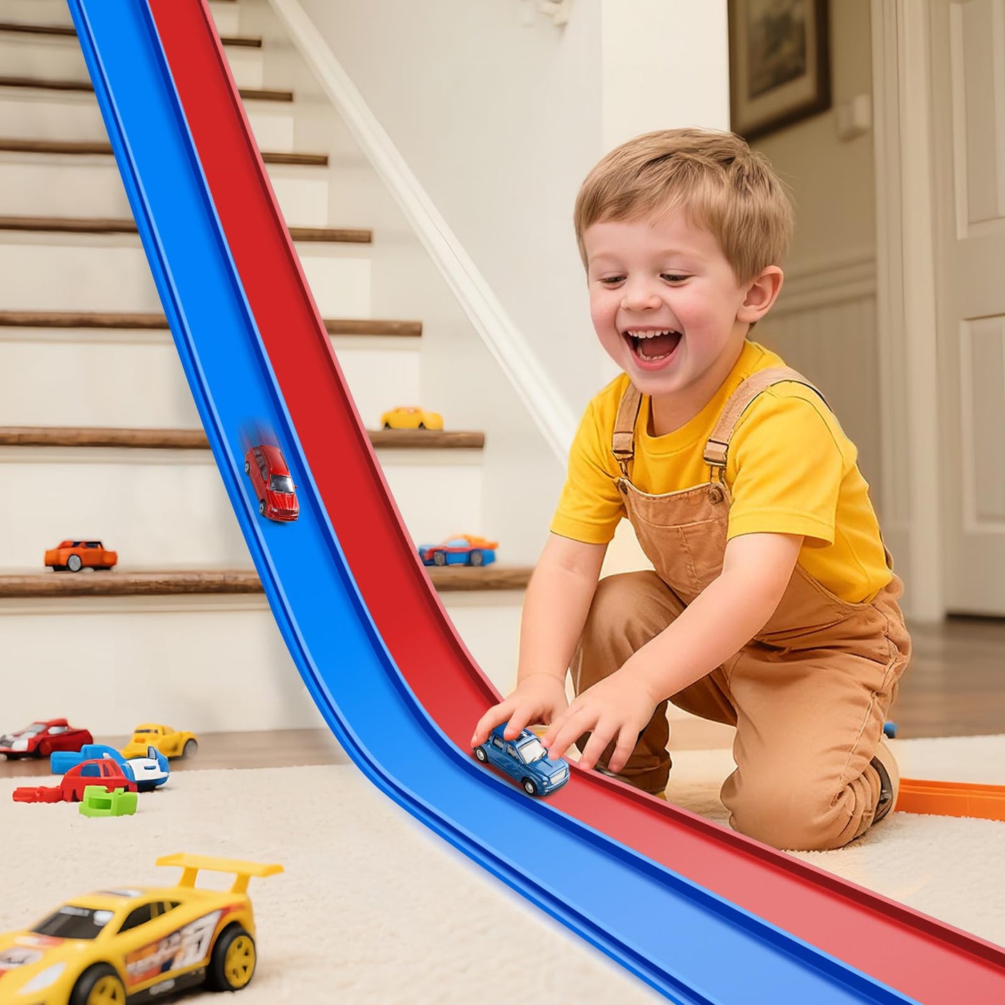 YUOIOYU Flex Tracks 15 Ft Starter Set — Flexible Race Track for 1/64 Cars