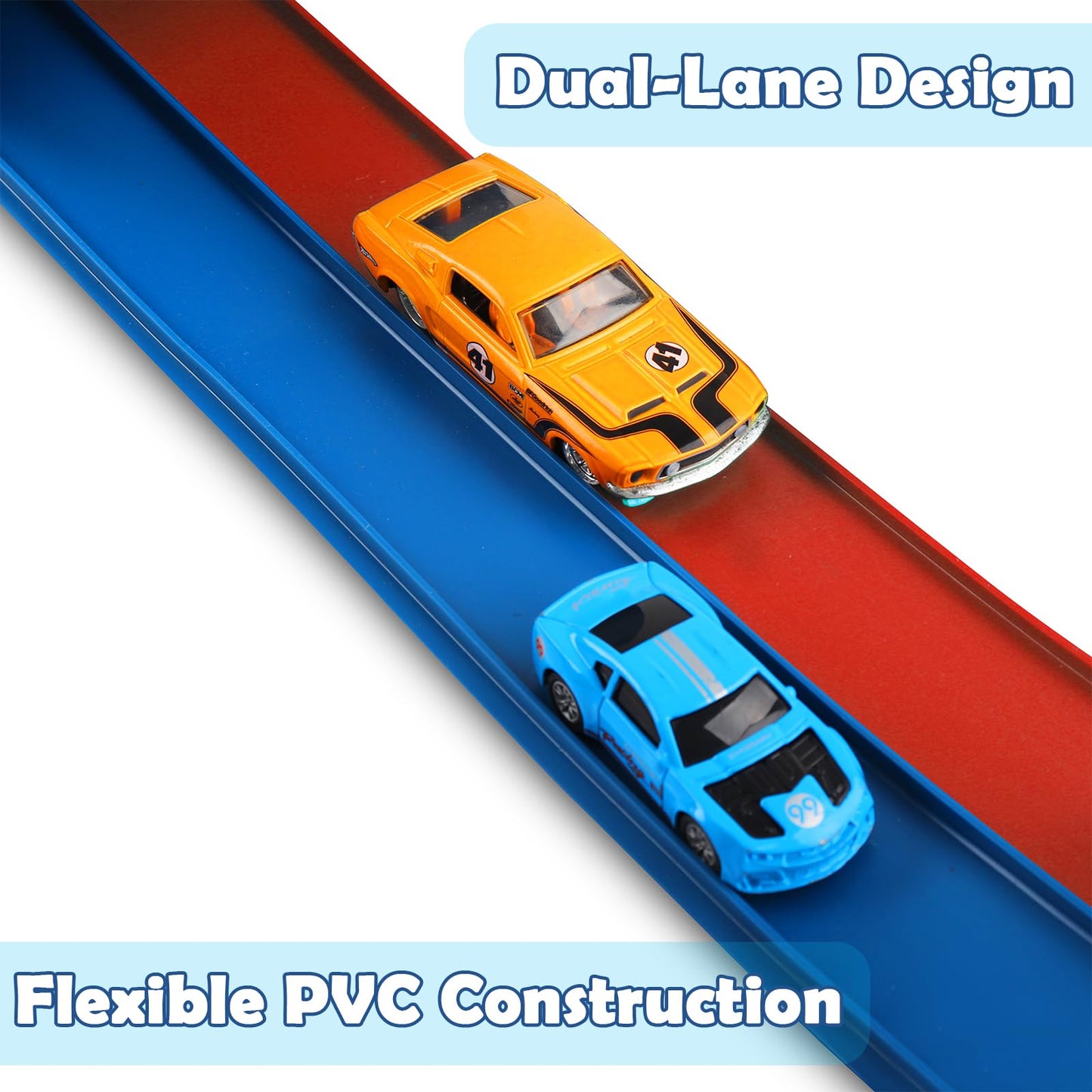 YUOIOYU Flex Tracks 15 Ft Starter Set — Flexible Race Track for 1/64 Cars