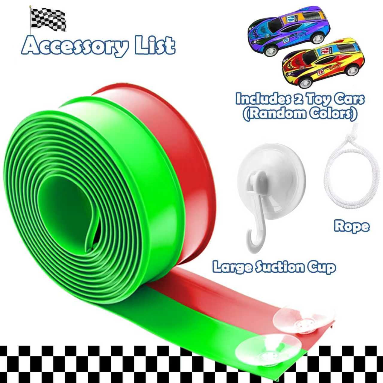 YUOIOYU Flex Tracks 15 Ft Starter Set – Flexible Race Track for Kids 3+ with Strong Suction Cups