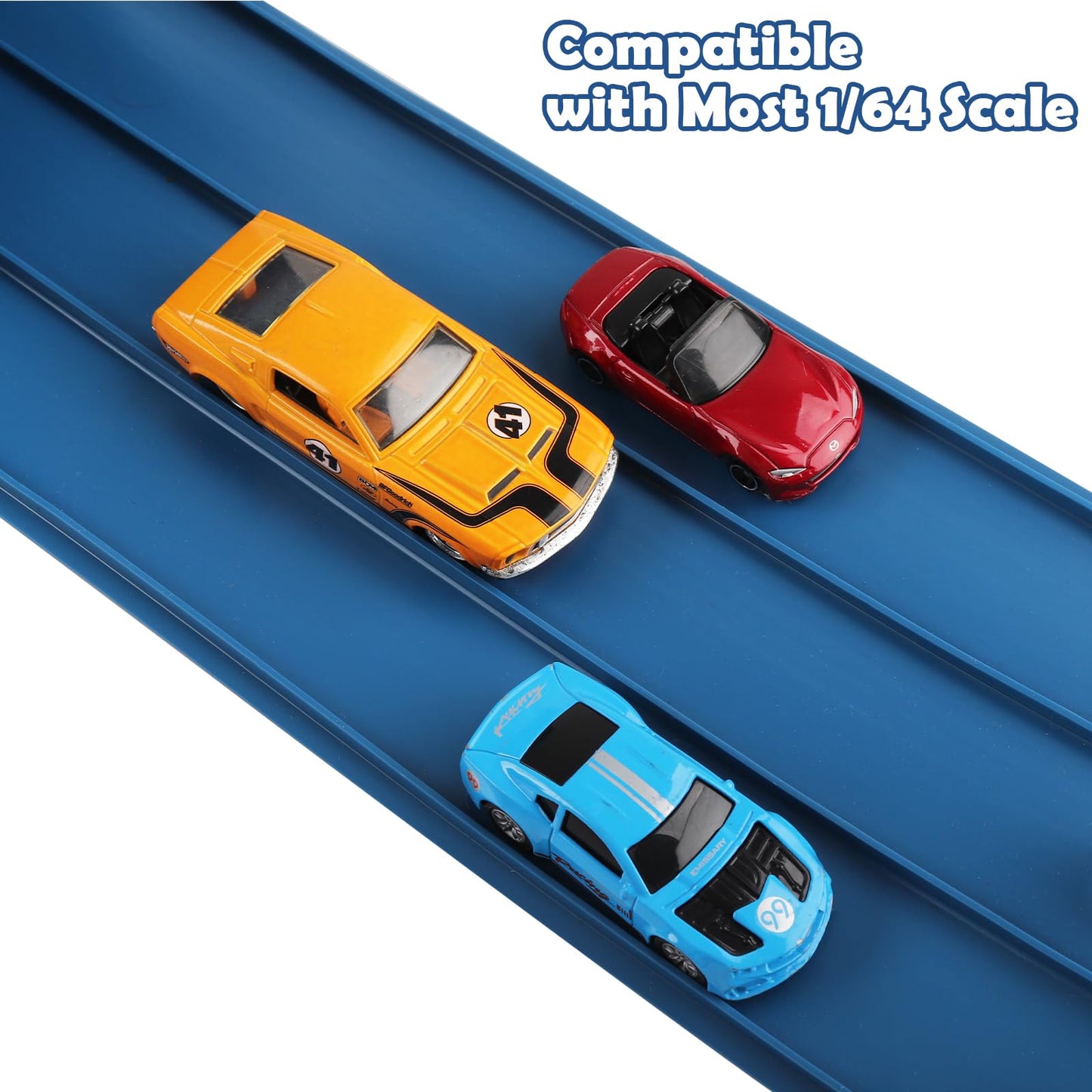 YUOIOYU 3-Lane Flexible Race Track for Kids — 15ft, Compatible with 1/64 Diecast Cars