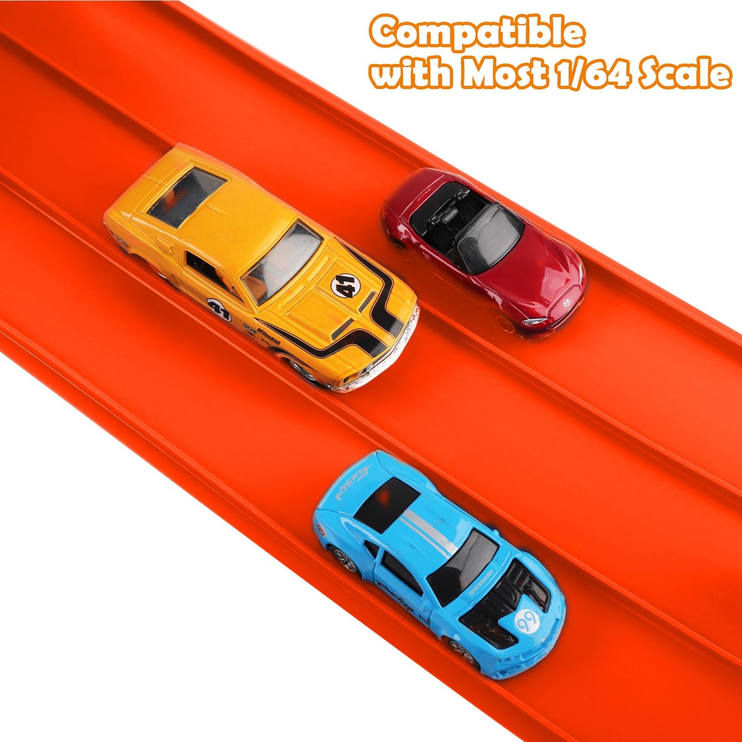 YUOIOYU 3-Lane Flexible Race Track for Kids – 15ft, 1/64 Scale Cars