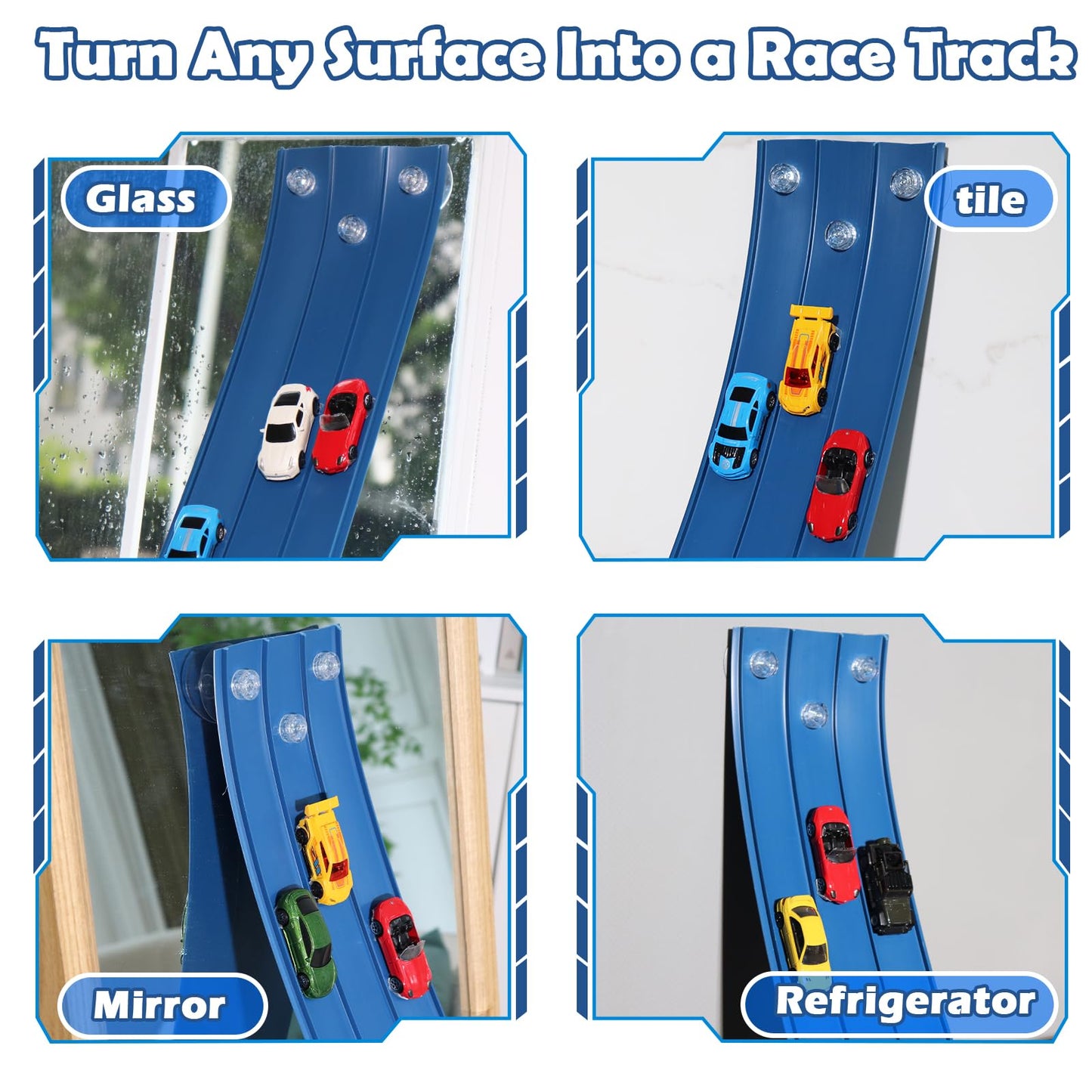YUOIOYU 3-Lane Flexible Race Track for Kids — 15ft, Compatible with 1/64 Diecast Cars