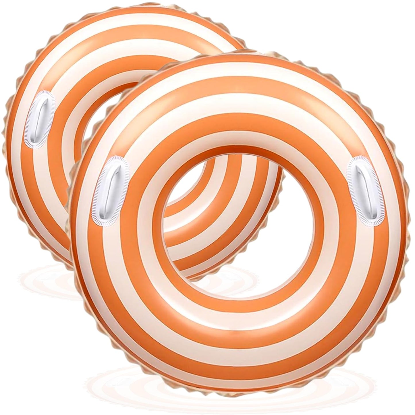 Yuokwer Inflatable Pool Floats for Adults - 2 Pack 43-inch and 30-inch Orange Striped