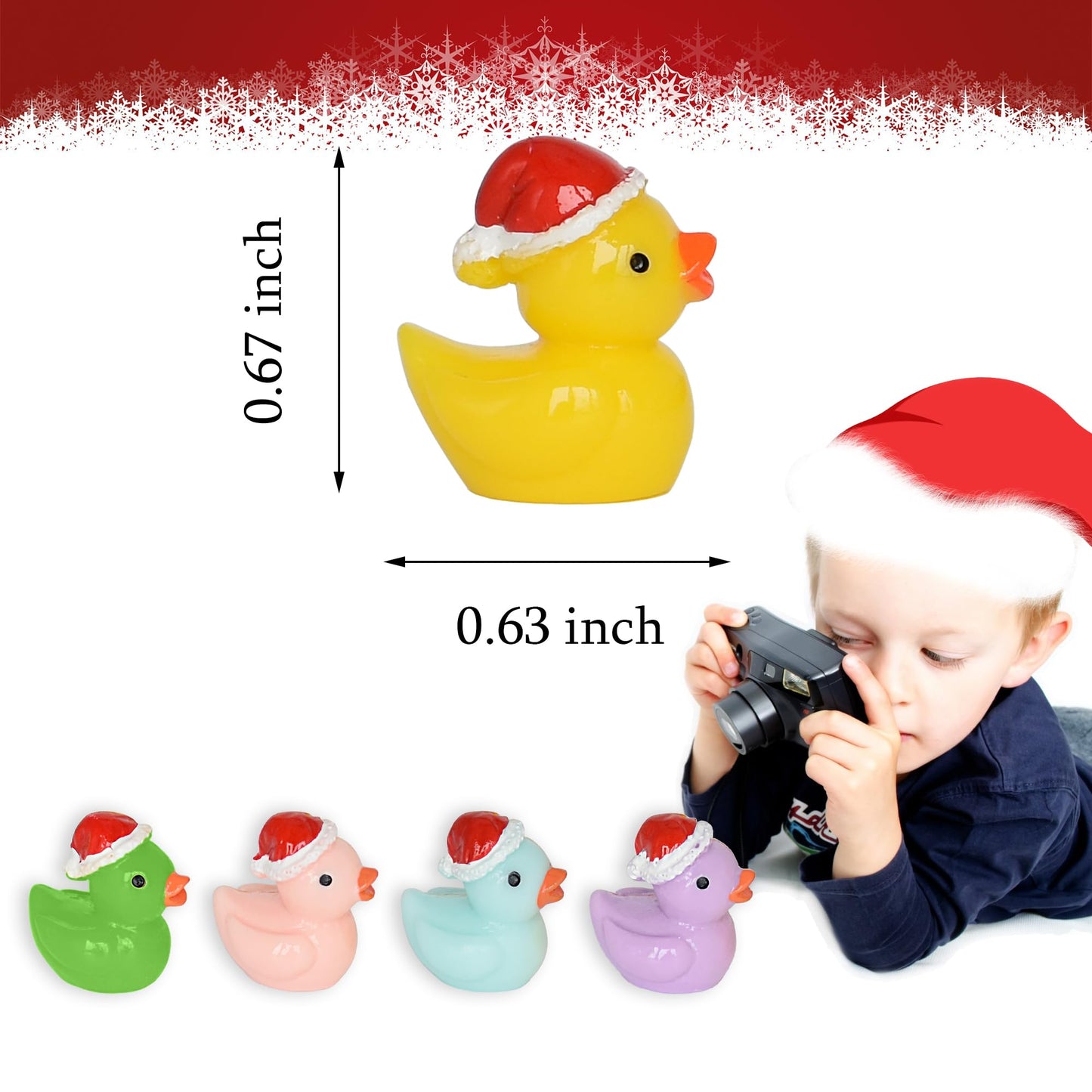 Yuronam 70 Pcs Tiny Christmas Ducks – Resin Miniatures for Slime, Dollhouse & Garden Decor