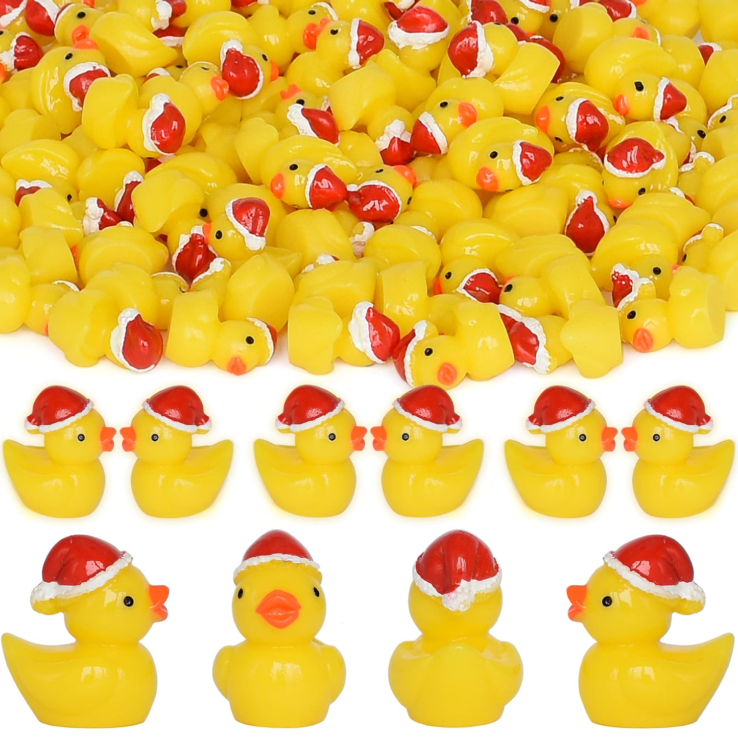 Yuronam 70-Piece Tiny Christmas Ducks Resin Miniatures for Slime, Dollhouse, and Garden Decor