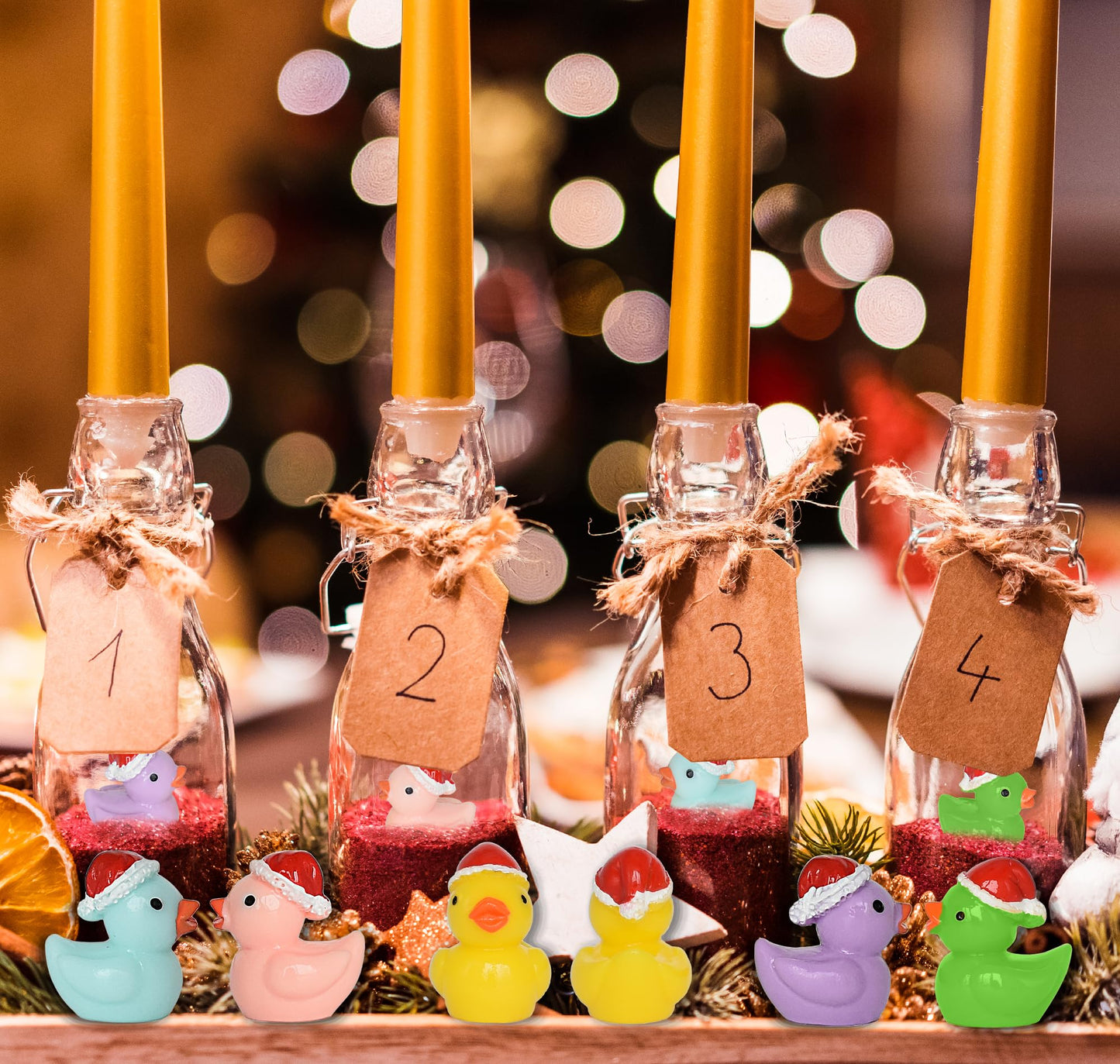 Yuronam 70 Pcs Tiny Christmas Ducks – Resin Miniatures for Slime, Dollhouse & Garden Decor
