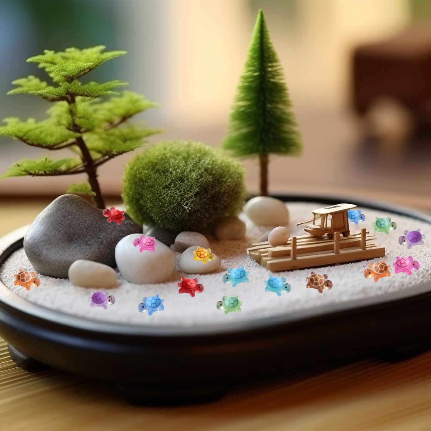 Yuronam 100 Pcs Luminous Mini Resin Turtles for Fairy Garden, Dollhouse & Micro Landscaping
