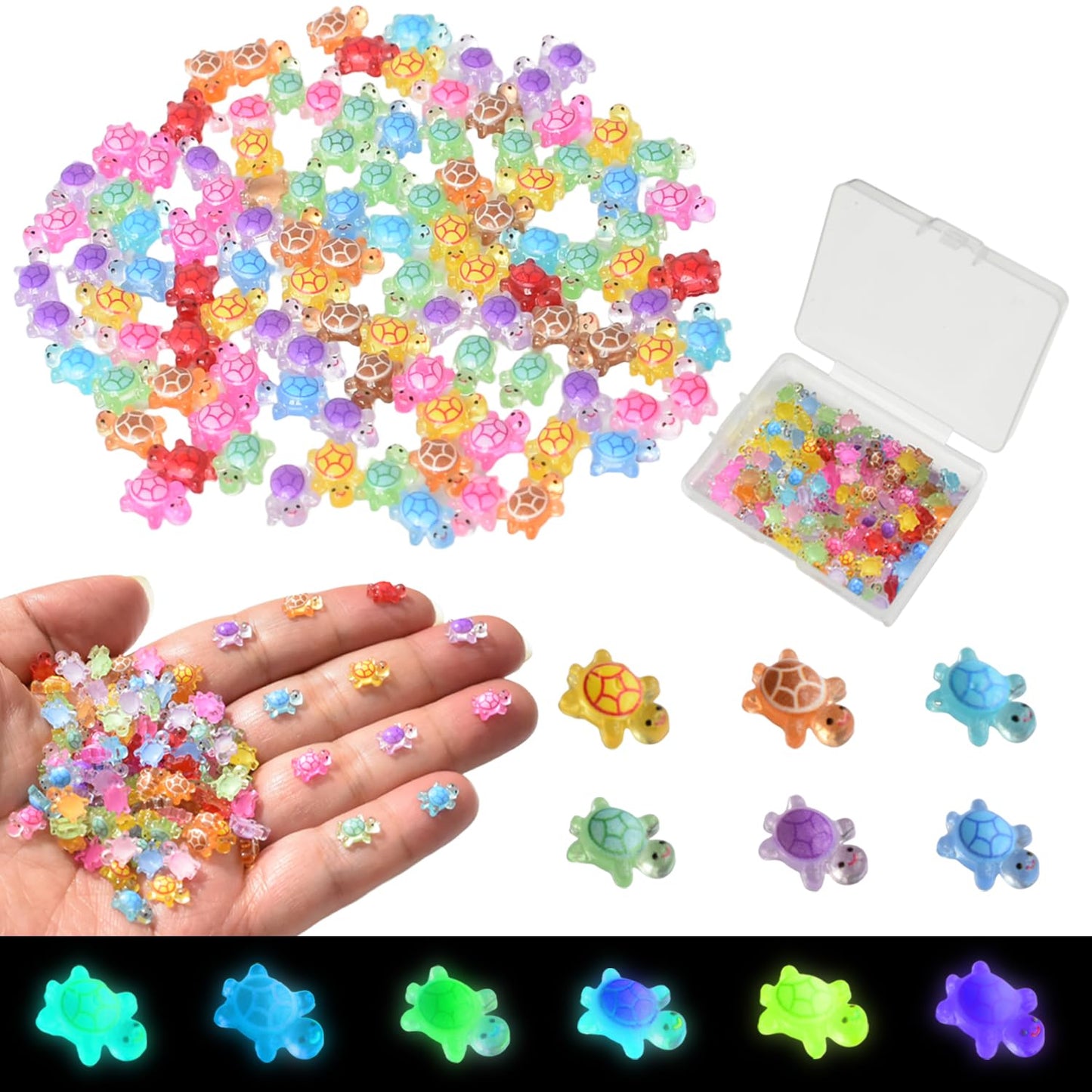 Yuronam 100 Pcs Luminous Mini Resin Turtles for Fairy Garden, Dollhouse & Micro Landscaping