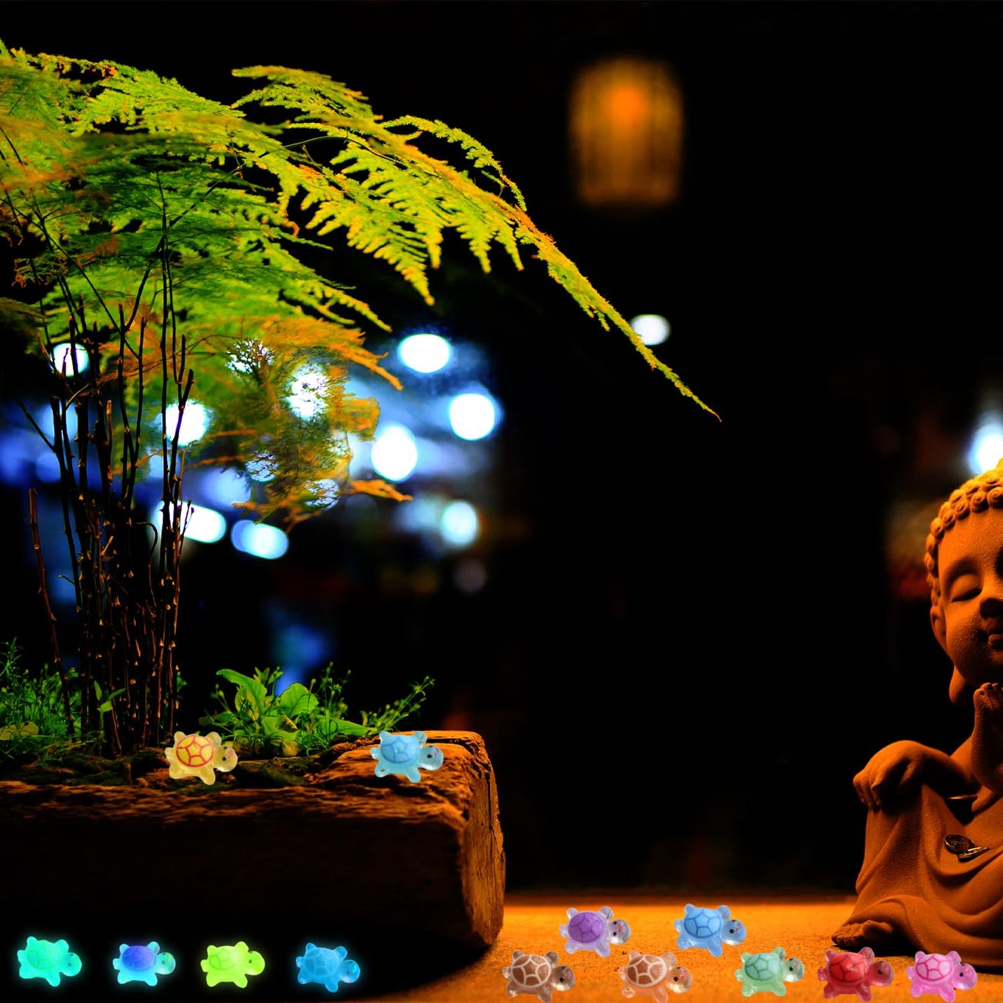 Yuronam 100 Pcs Luminous Mini Resin Turtles for Fairy Garden, Dollhouse & Micro Landscaping