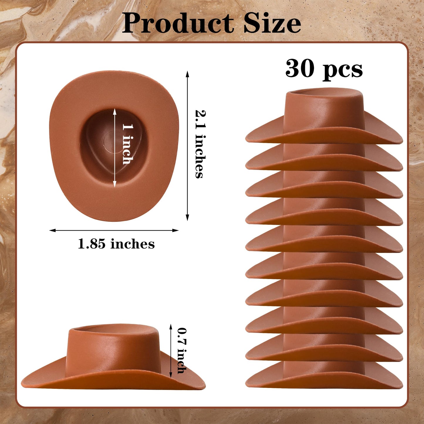 Yuronam 30 Pcs Plastic Mini Western Hats – Brown for Crafts & Dollhouse Decor