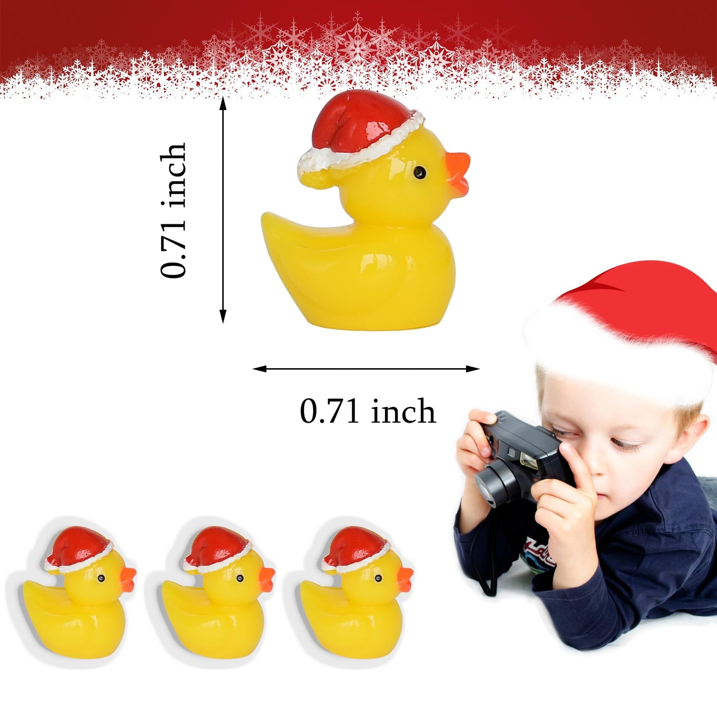 Yuronam 70-Piece Tiny Christmas Ducks Resin Miniatures for Slime, Dollhouse, and Garden Decor