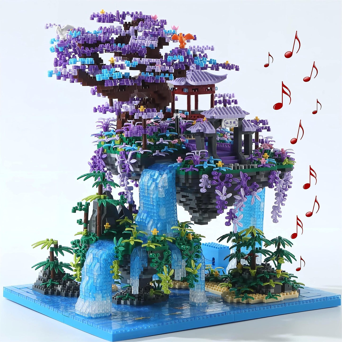 Yushinv Cherry Blossom Tree Building Set 4574 Pcs – Symphony Music, Cherry Bonsai Lights Kit