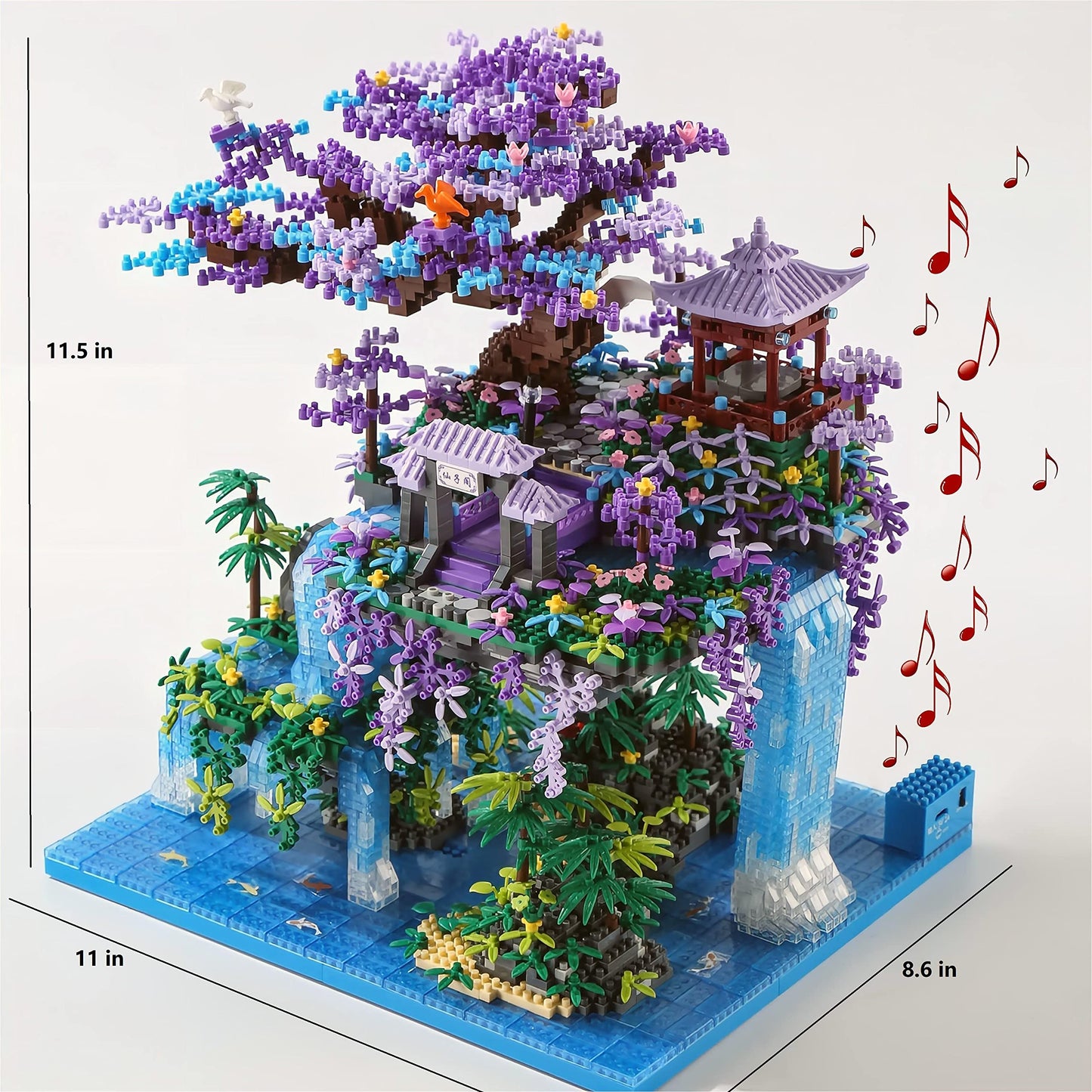 Yushinv Cherry Blossom Tree Building Set 4574 Pcs – Symphony Music, Cherry Bonsai Lights Kit