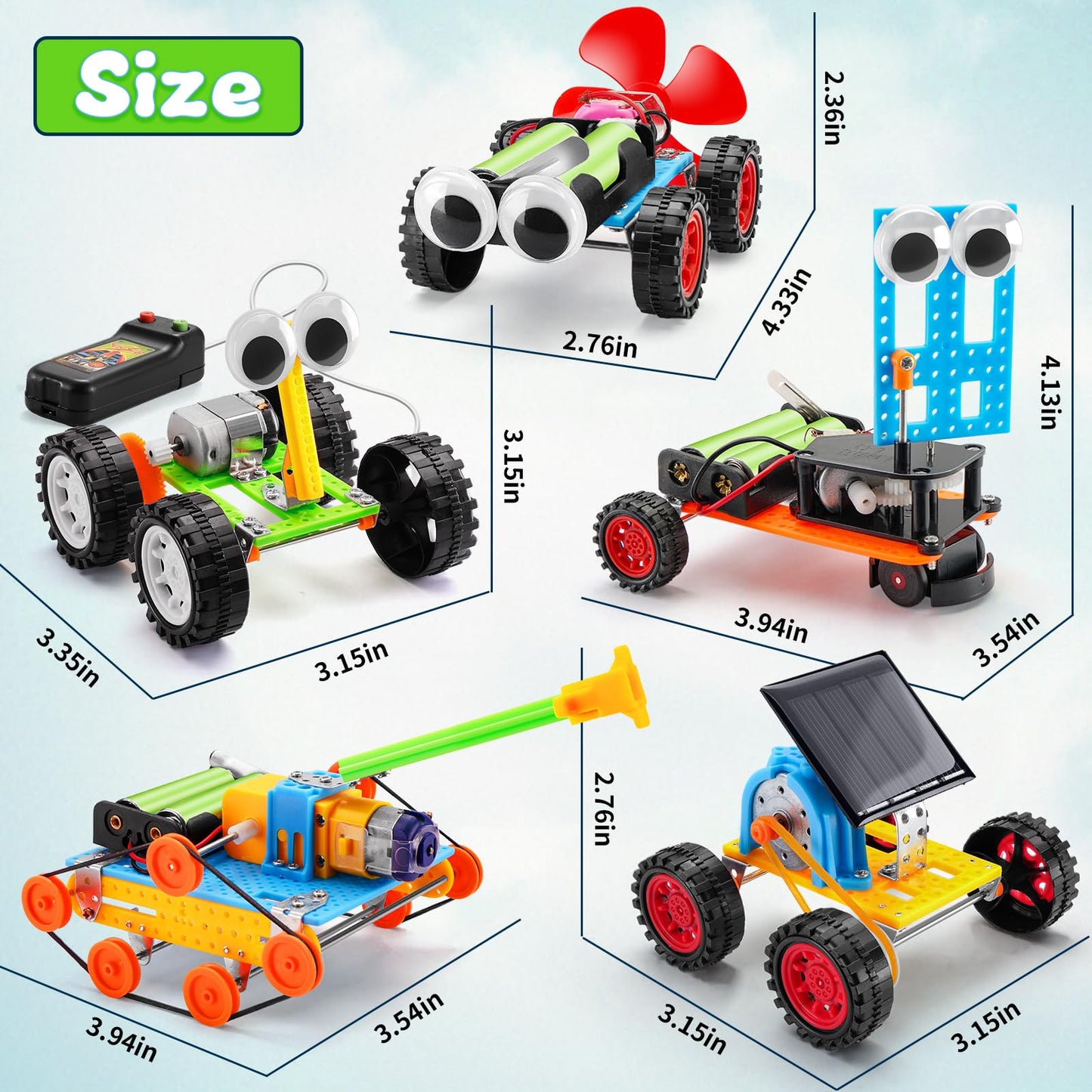 Yutin 5-in-1 STEM Kit for Kids 8-12 | Solar, Wind, Obstacle, Tank & RC Cars