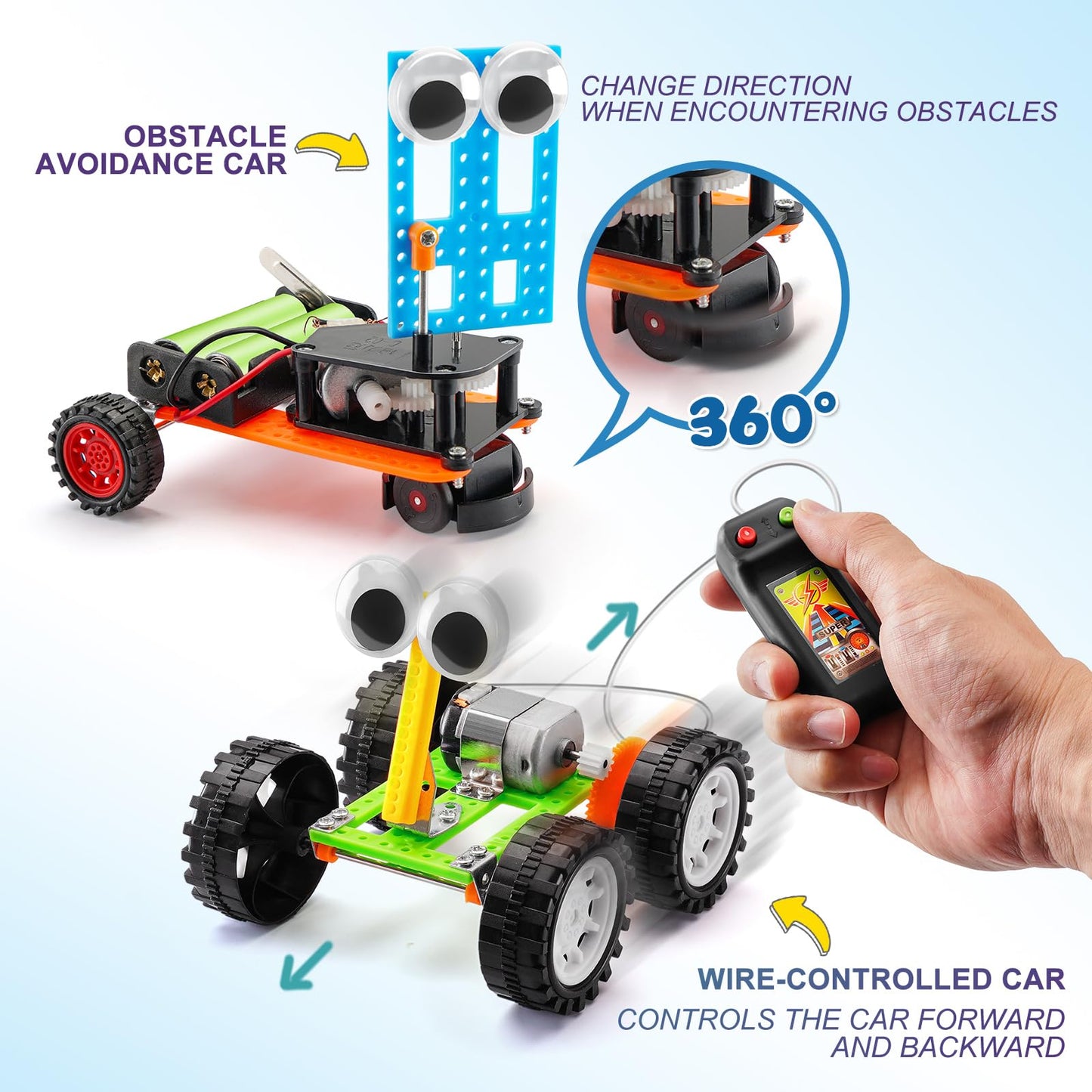Yutin 5-in-1 STEM Kit for Kids 8-12 | Solar, Wind, Obstacle, Tank & RC Cars