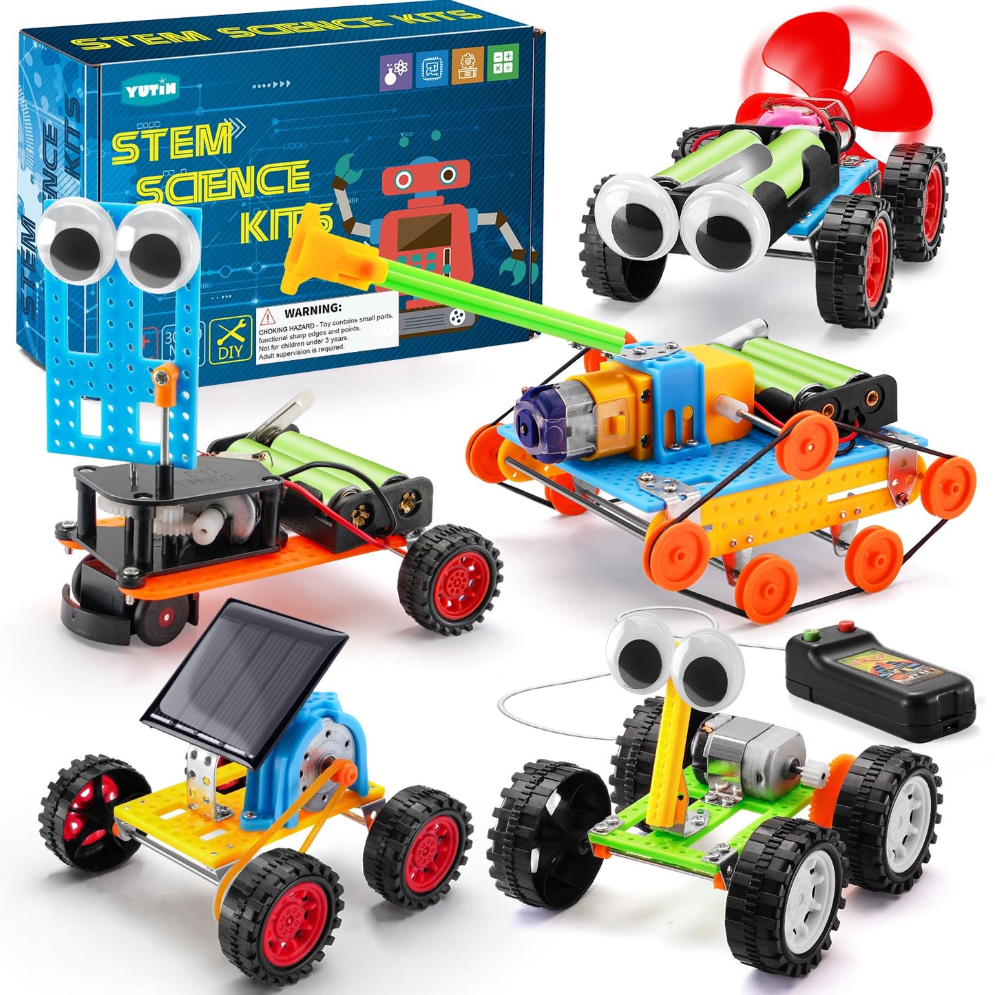 Yutin 5-in-1 STEM Kit for Kids 8-12 | Solar, Wind, Obstacle, Tank & RC Cars