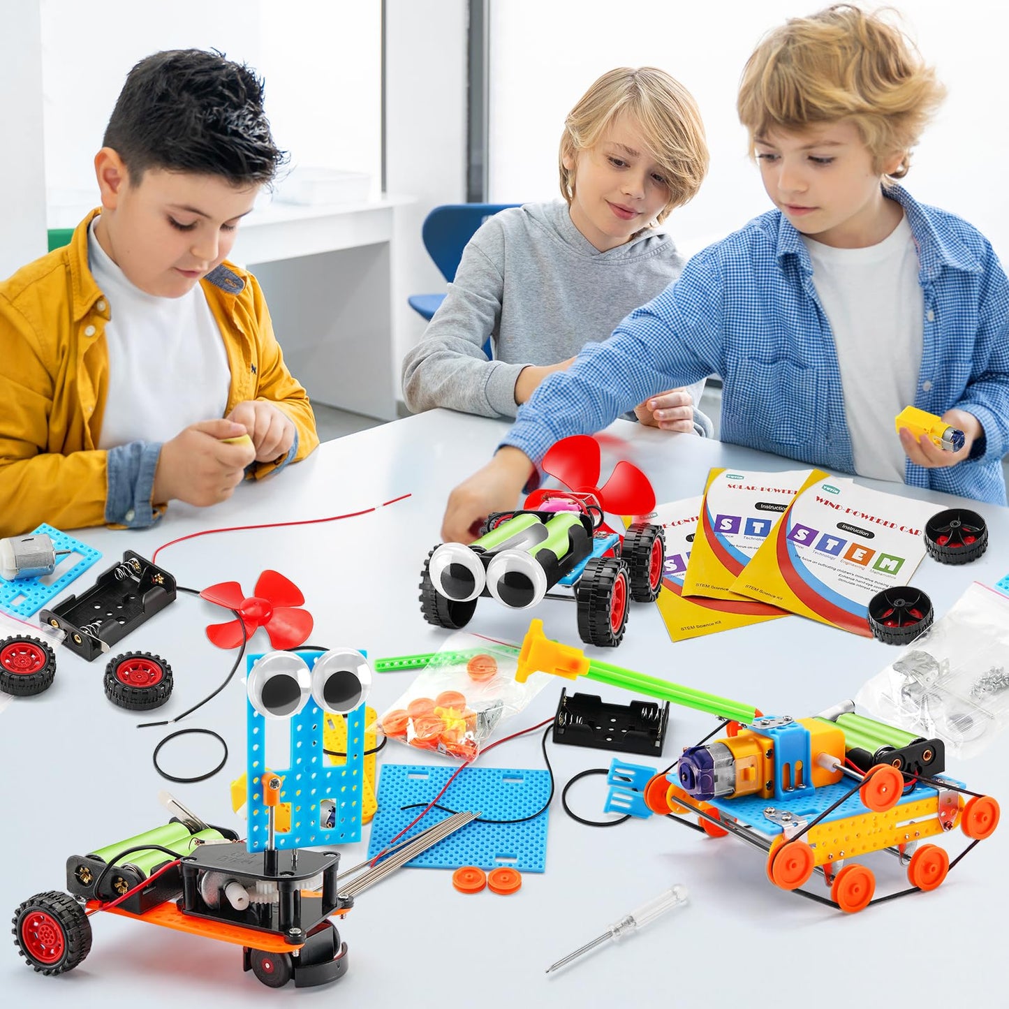 Yutin 5-in-1 STEM Kit for Kids 8-12 | Solar, Wind, Obstacle, Tank & RC Cars
