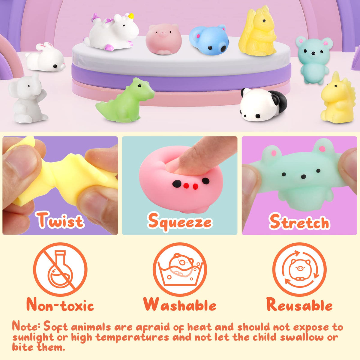 Yuumue 30-Pack Valentines Gift Cards with Mochi Squishy Toys – Classroom Prize Set