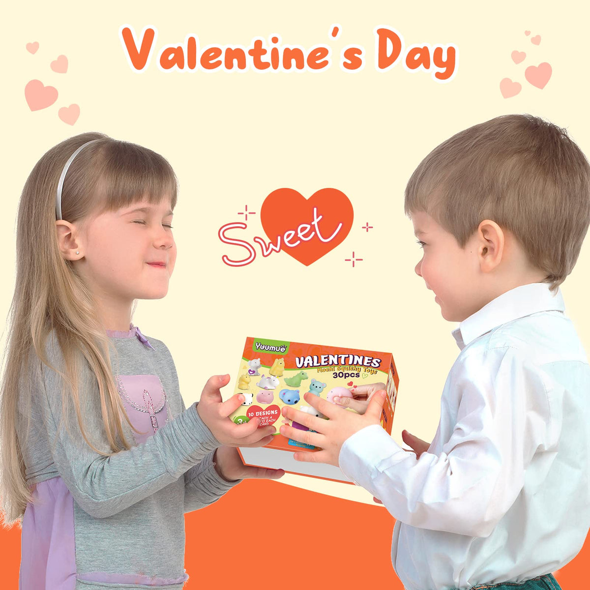 Yuumue 30-Pack Valentines Gift Cards with Mochi Squishy Toys – Classroom Prize Set