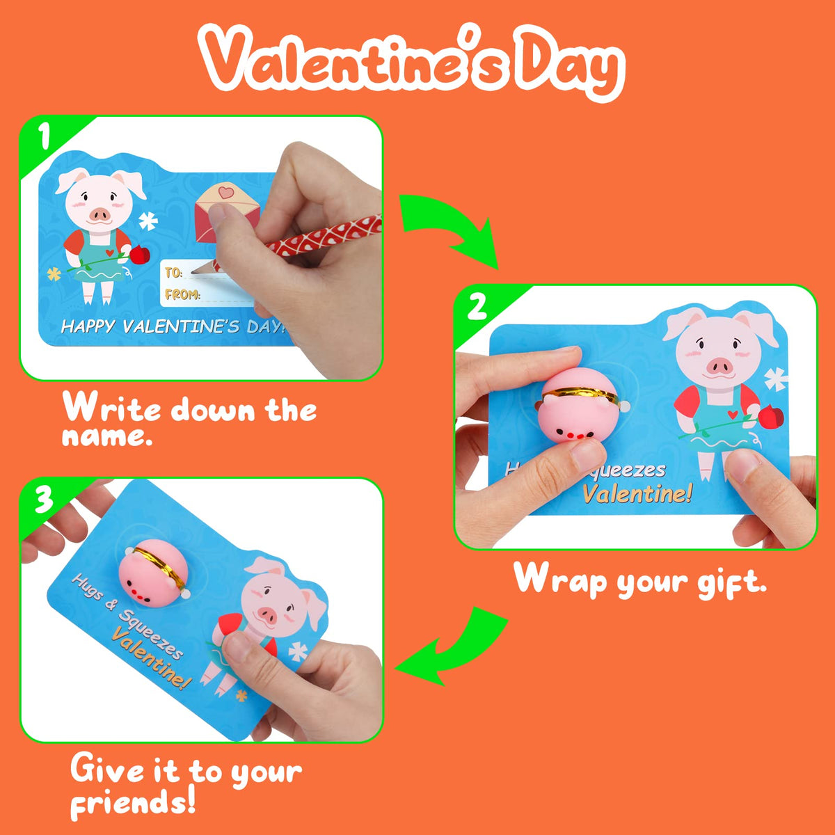 Yuumue 30-Pack Valentines Gift Cards with Mochi Squishy Toys – Classroom Prize Set