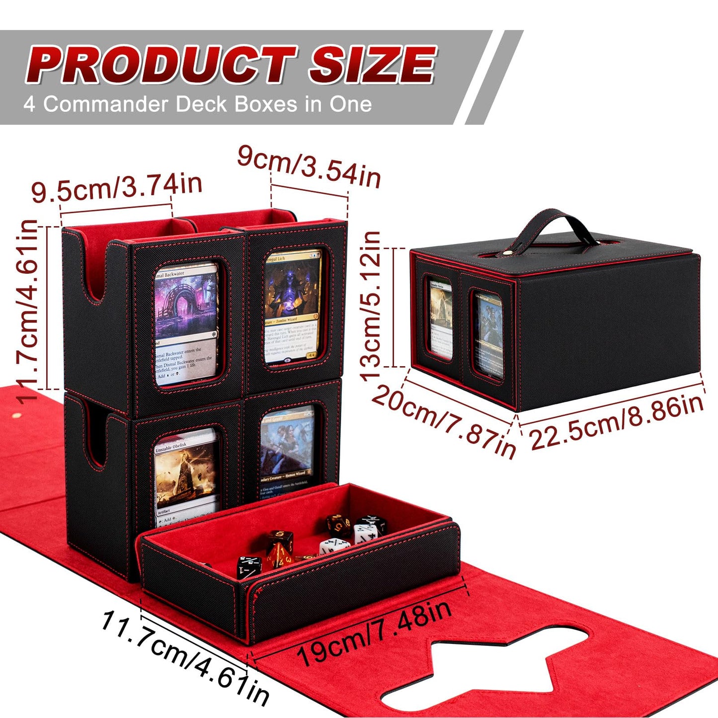 Yuunaie Trading Card Storage Box | Modular MTG Deck Box with Dice Tray & Waterproof Leather