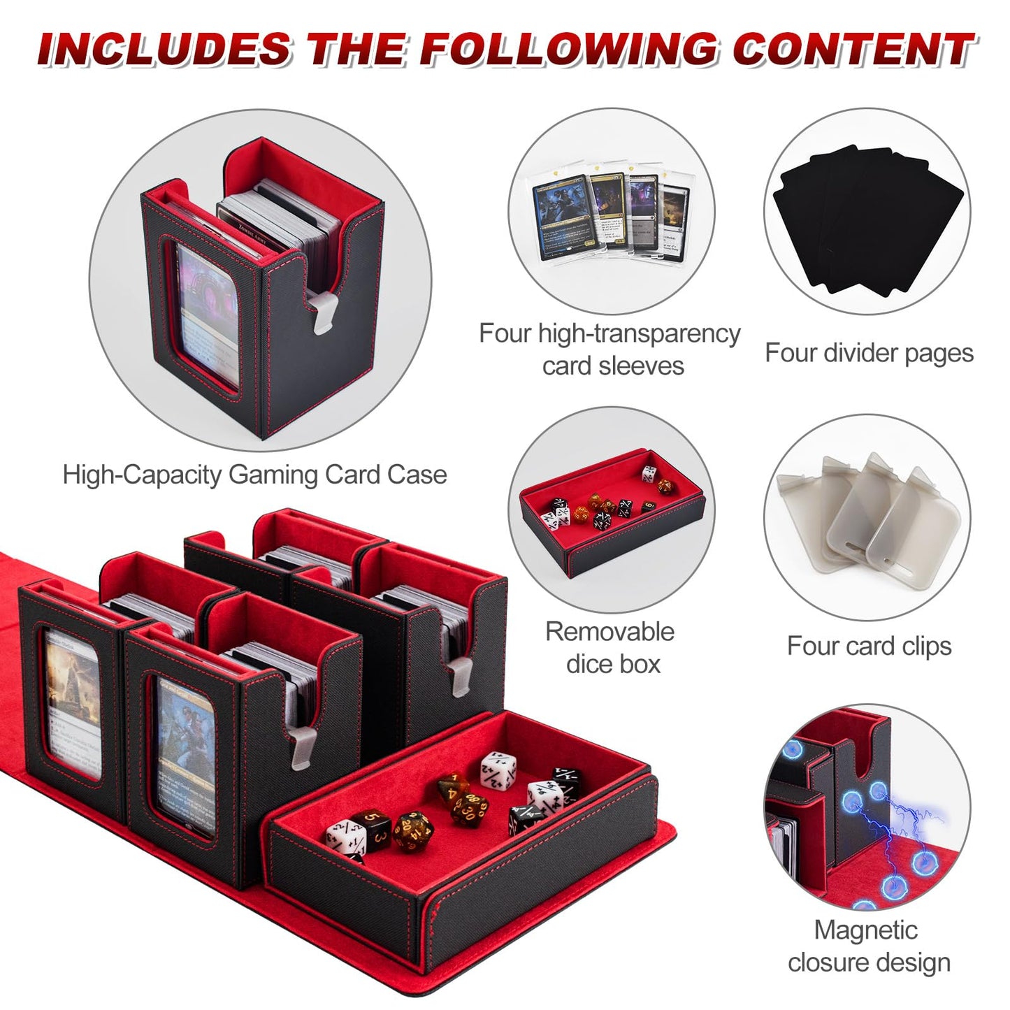Yuunaie Trading Card Storage Box | Modular MTG Deck Box with Dice Tray & Waterproof Leather