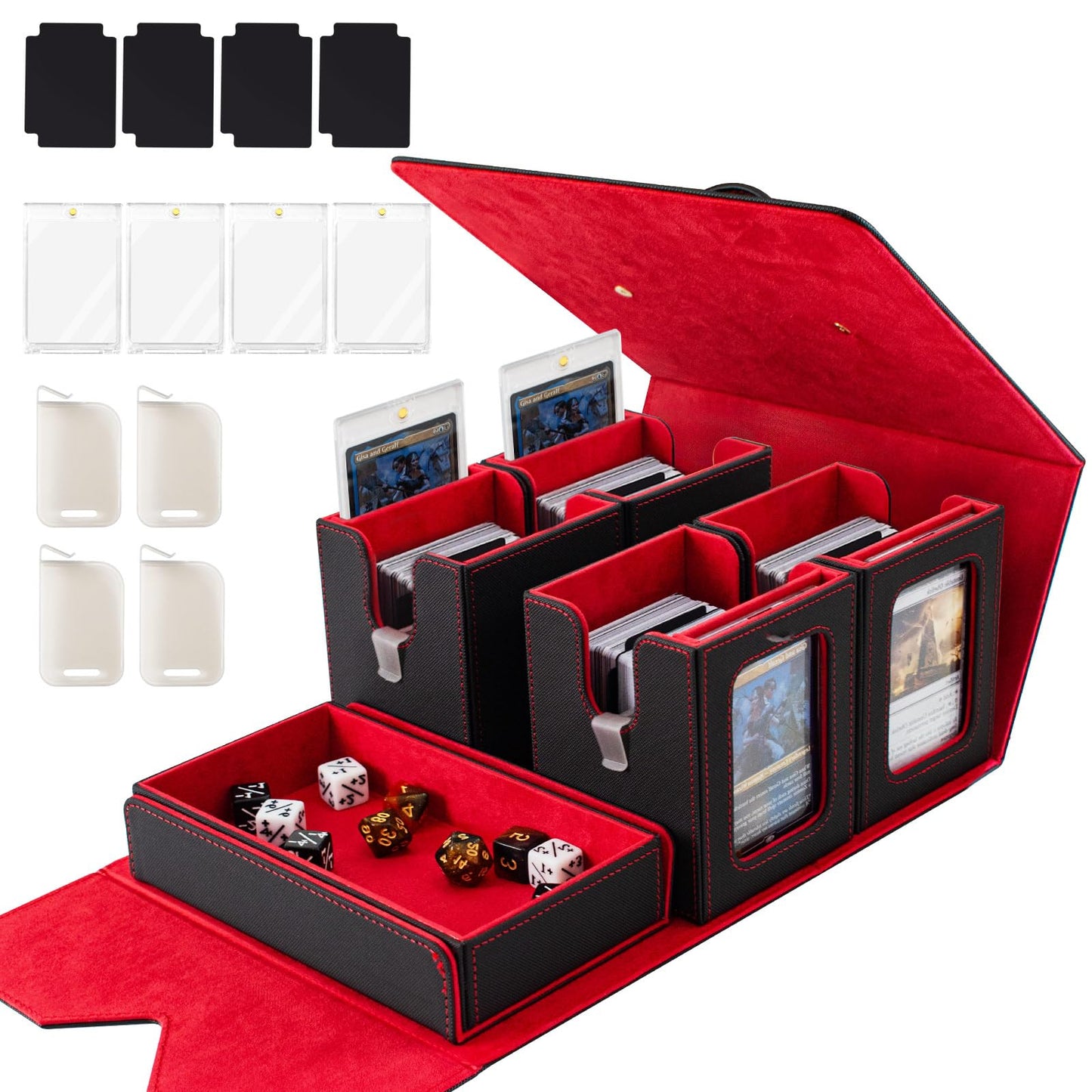 Yuunaie Trading Card Storage Box | Modular MTG Deck Box with Dice Tray & Waterproof Leather