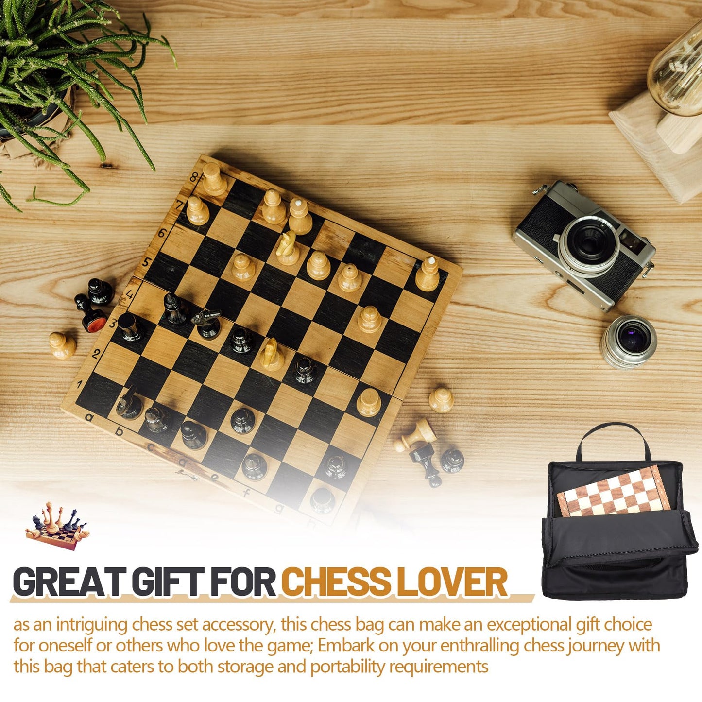 Yuxung Inch Chess Bag 22x22 – Canvas & Nylon-Fiber Chess Board Carrying Bag with Zippered Pocket