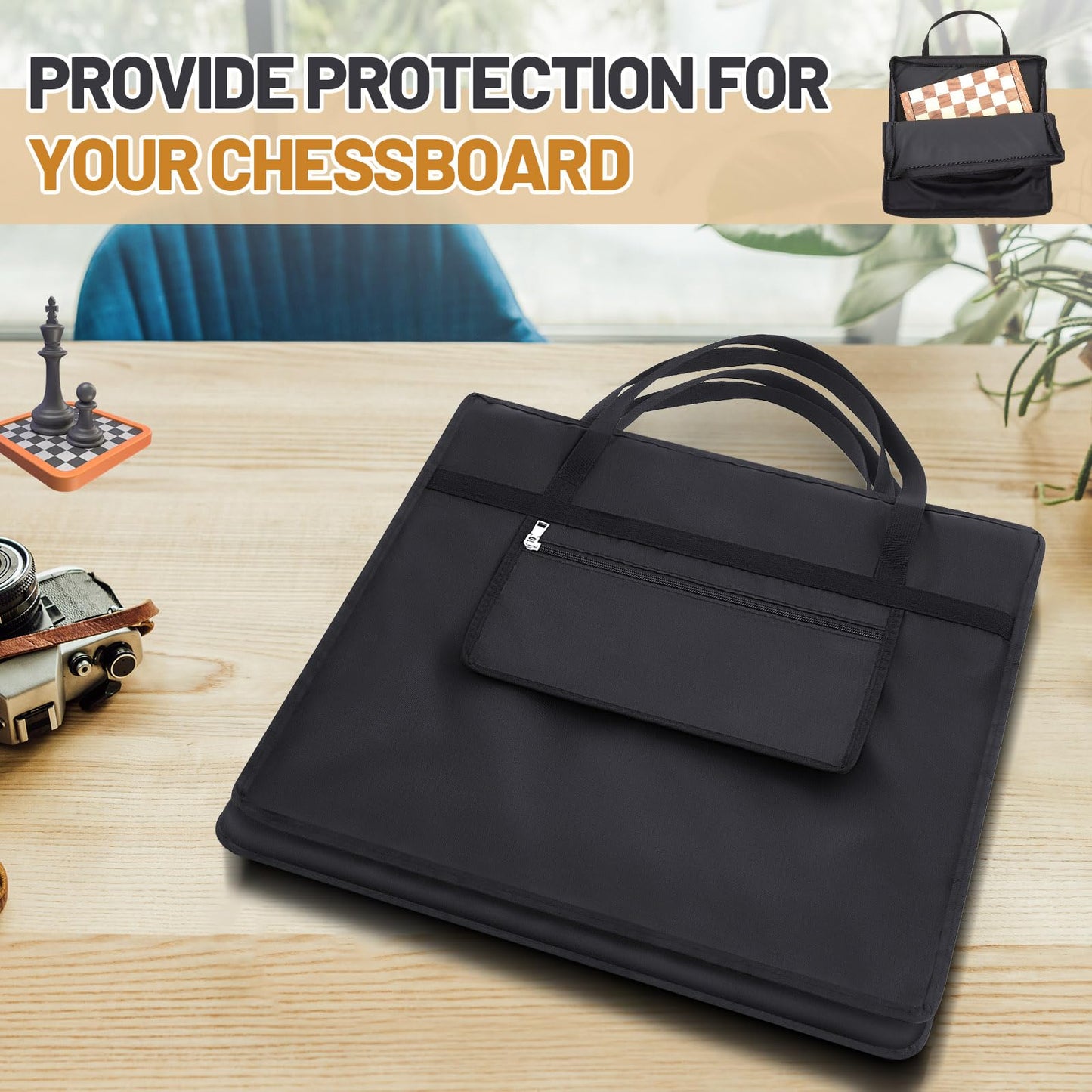 Yuxung Inch Chess Bag 22x22 – Canvas & Nylon-Fiber Chess Board Carrying Bag with Zippered Pocket