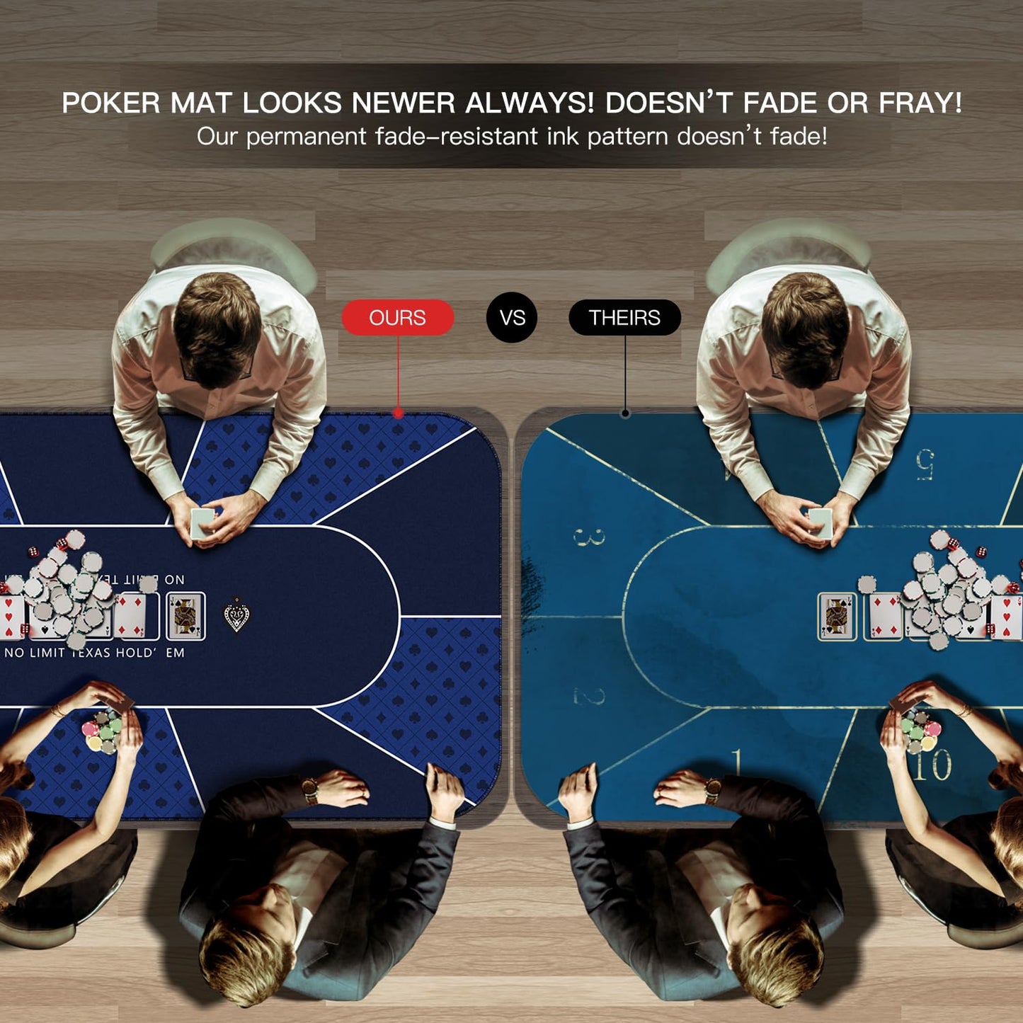YUZPKRSI 94 x 47 Inch Poker Mat – 3mm Thick, Stronger Sewn Edges, Portable Table Top for 10 Players