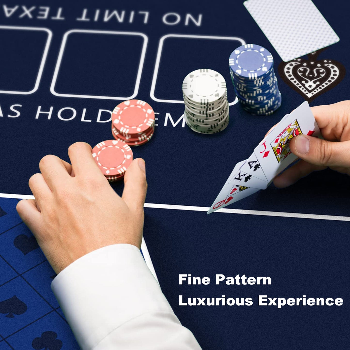 YUZPKRSI 94 x 47 Inch Poker Mat – 3mm Thick, Stronger Sewn Edges, Portable Table Top for 10 Players