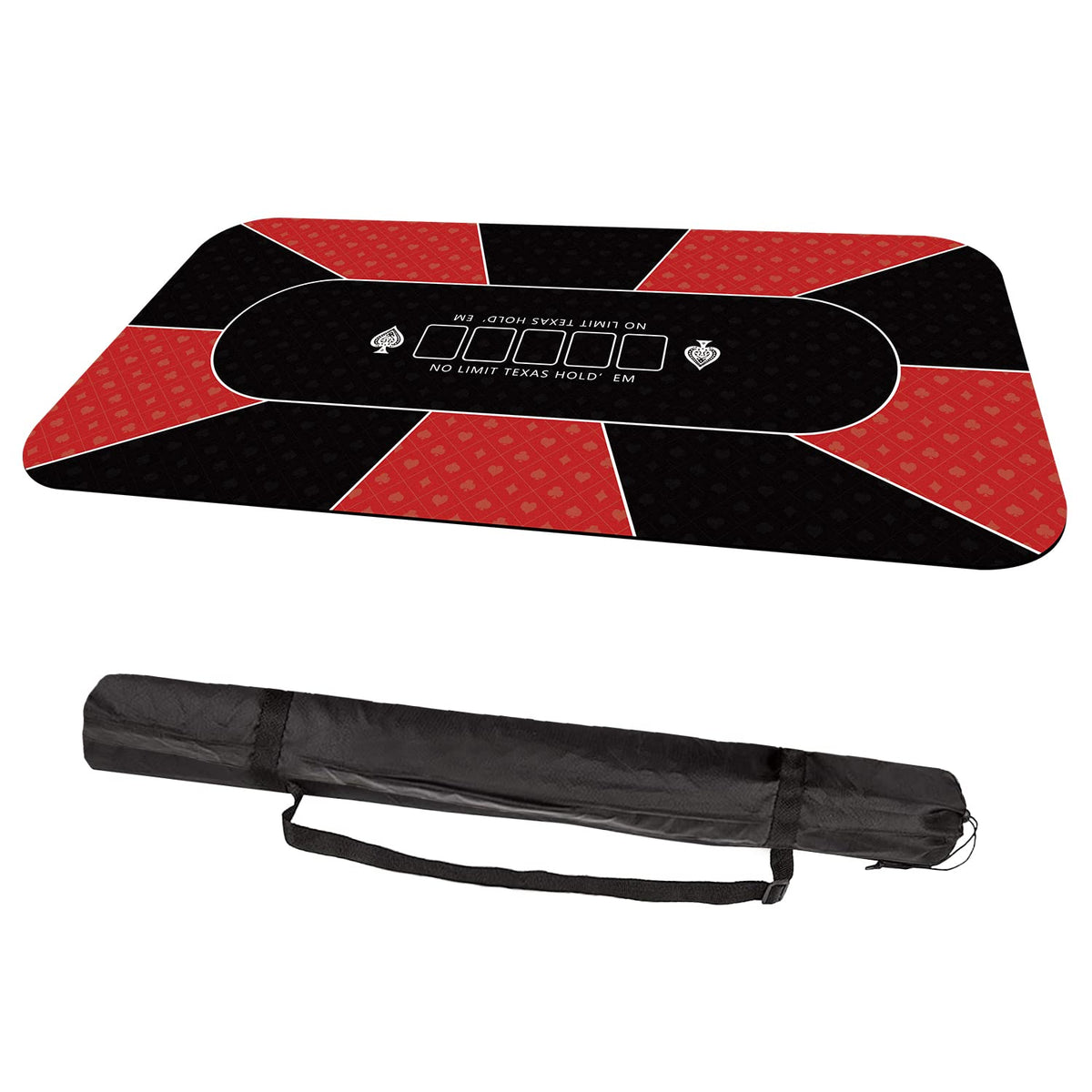 YUZPKRSI 70x35 Inch Poker Mat – 8-Player Folding Tabletop Rubber Poker Surface with Carry Bag